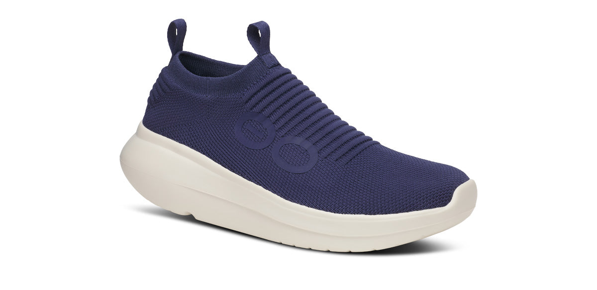 Oofos Men's Slip-On Shoe Chalk & Navy