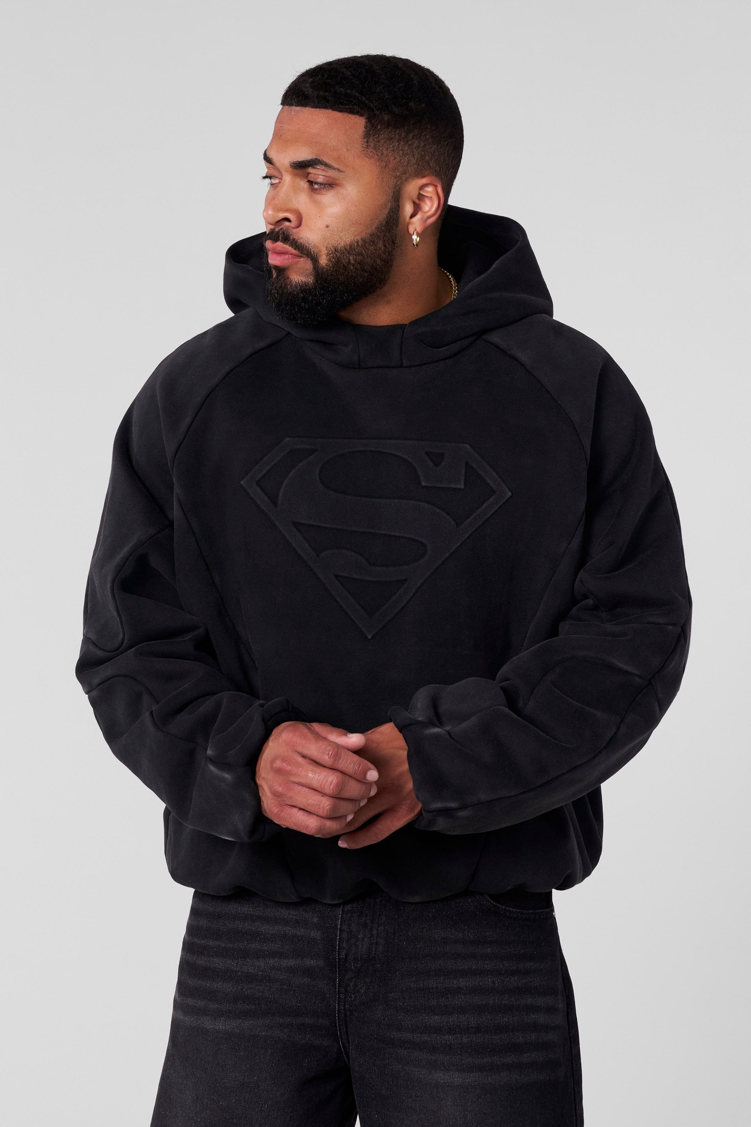 YoungLA 5094 - Superman Shield Hoodies Black Wash