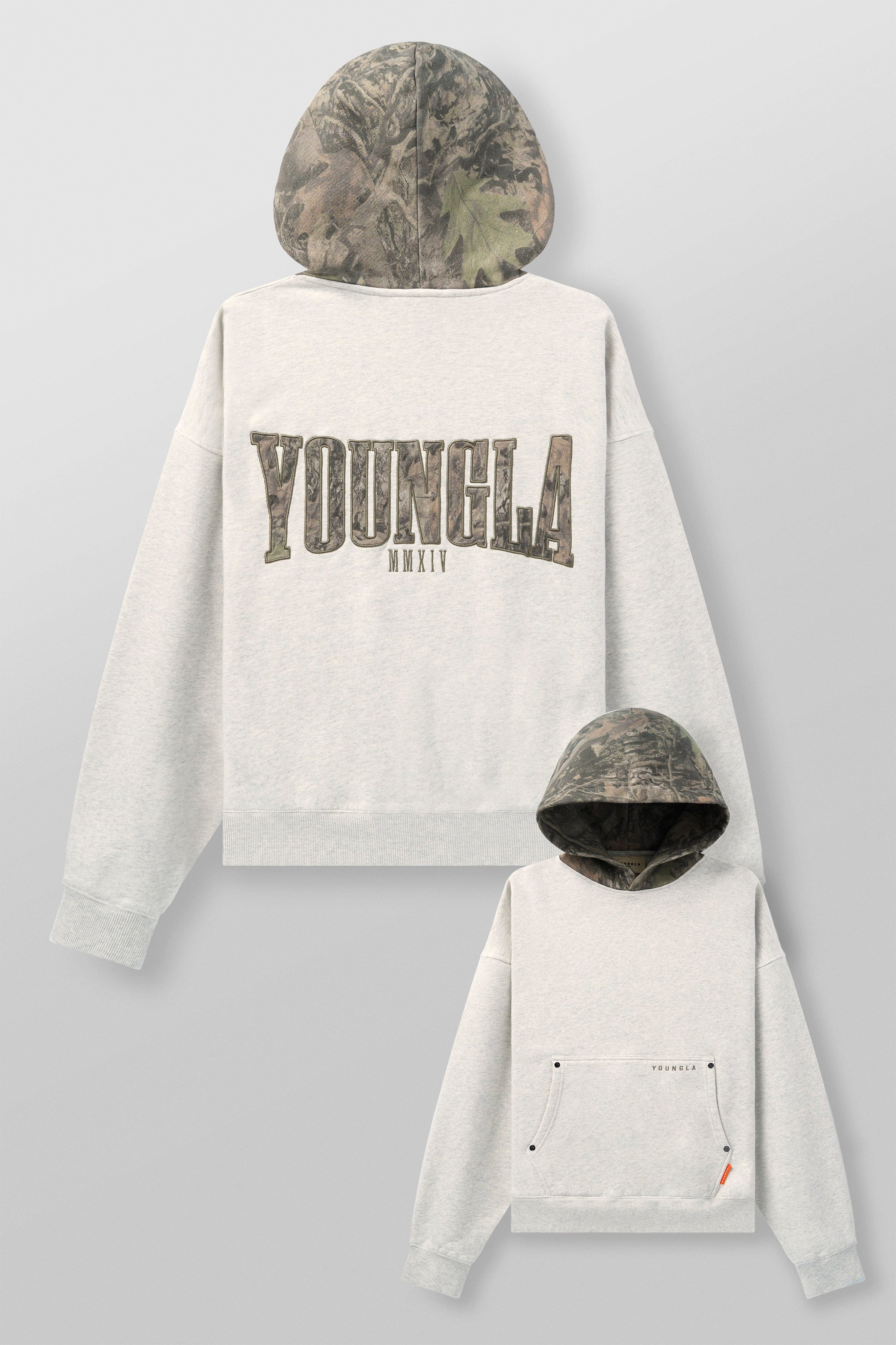 YoungLA 5098 - Tree Camo Hoodies Oatmeal