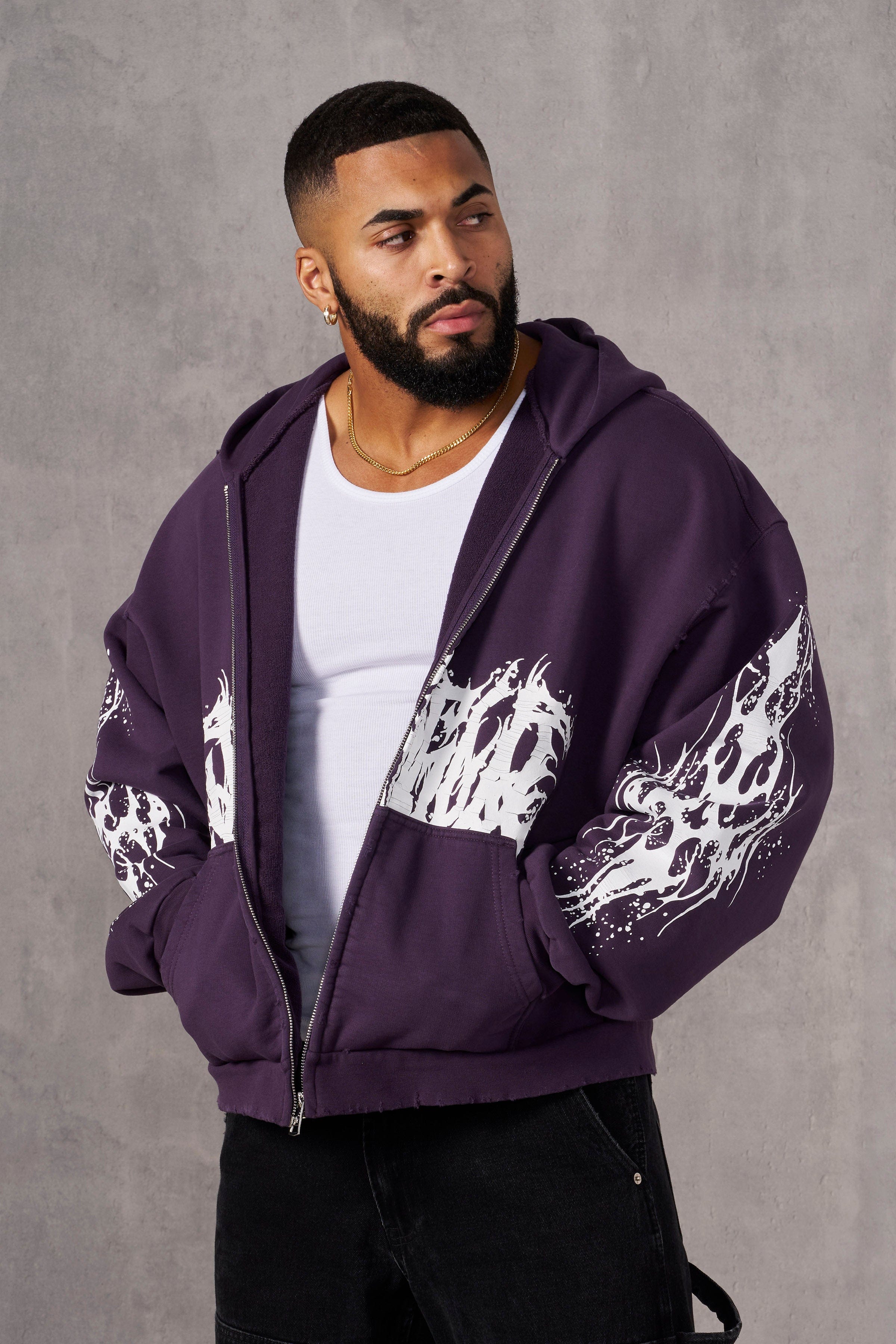 YoungLA 5128 - Venom Hoodies Purple Wash
