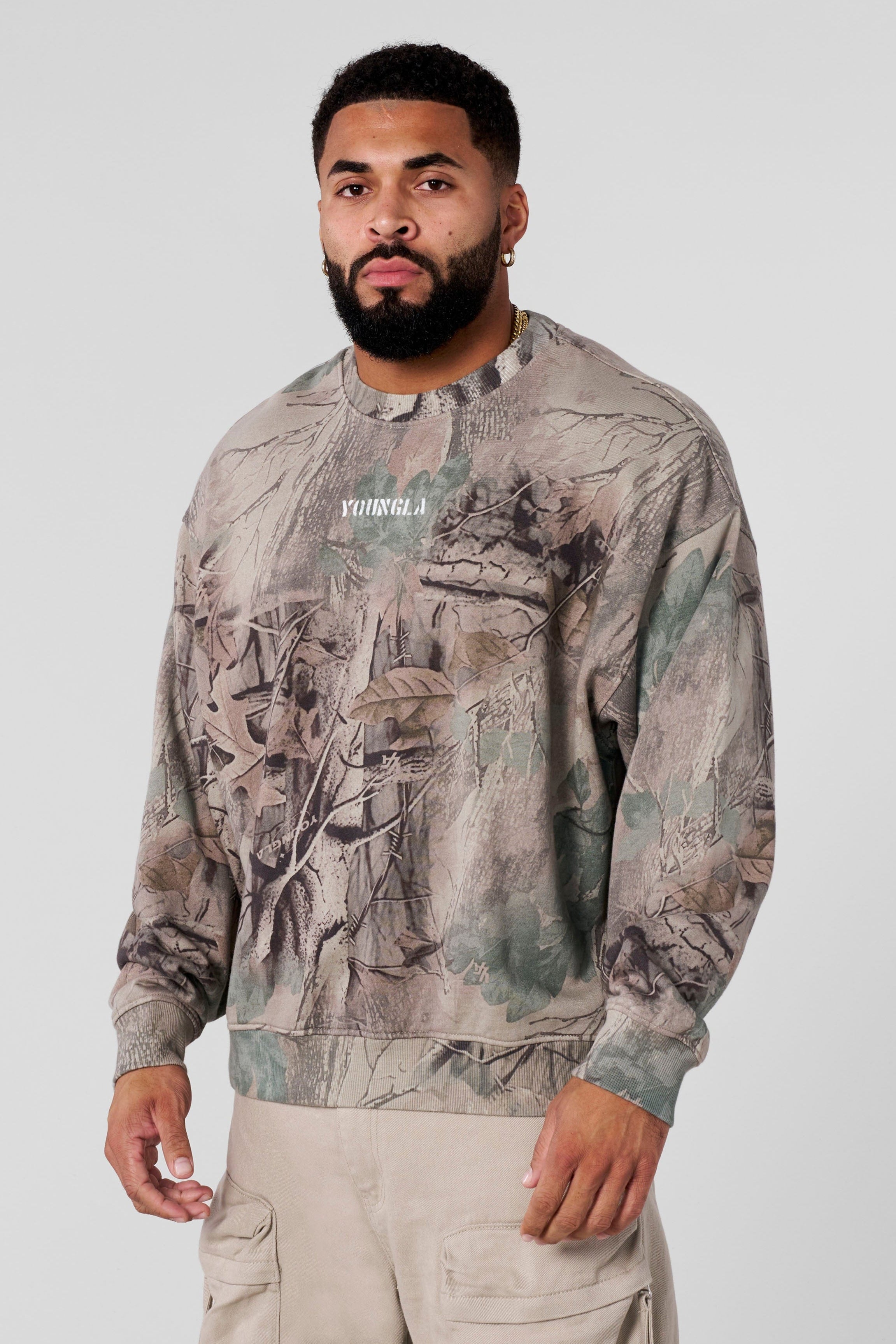 YoungLA 5206 - Tree Camo Collection - Crewnecks Beige Tree Camo
