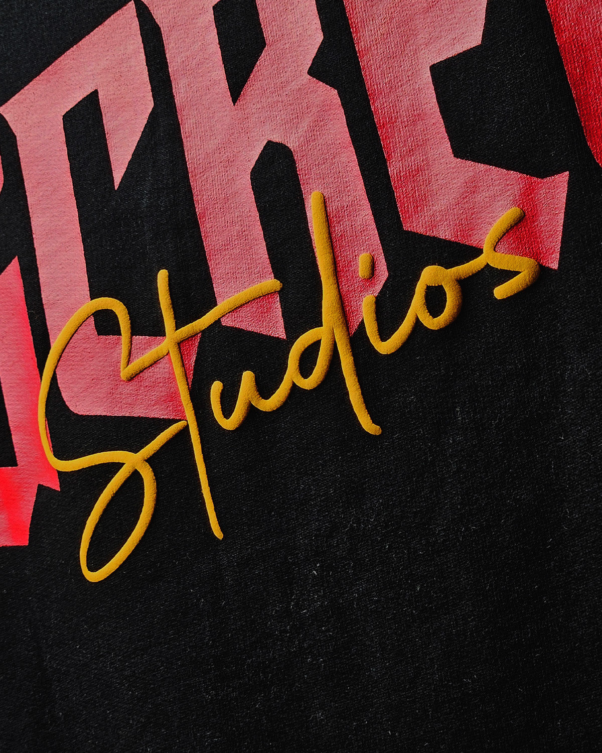 OGCREW Black Ribs on Fire T Shirt, fabric detail