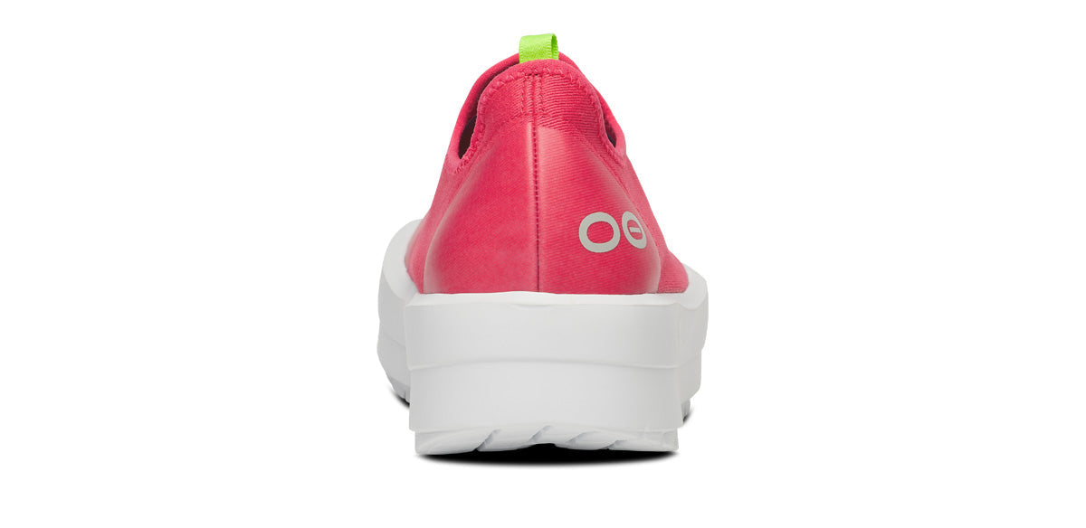 Oofos Women's Canvas Shoe White & Neon Berry