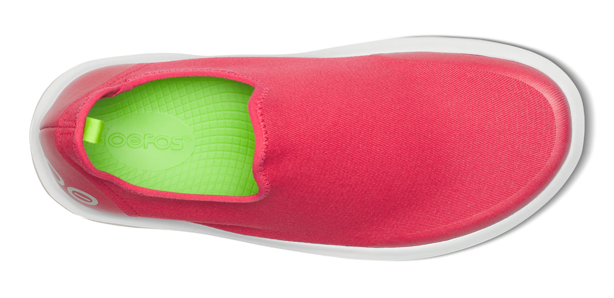 Oofos Women's Canvas Shoe White & Neon Berry