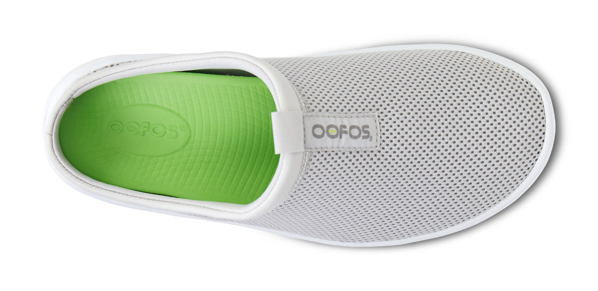 Oofos Women's Mesh Slipper White & Gray