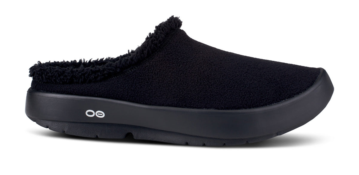 Oofos Men's Faux Sherpa Slipper Black Sherpa
