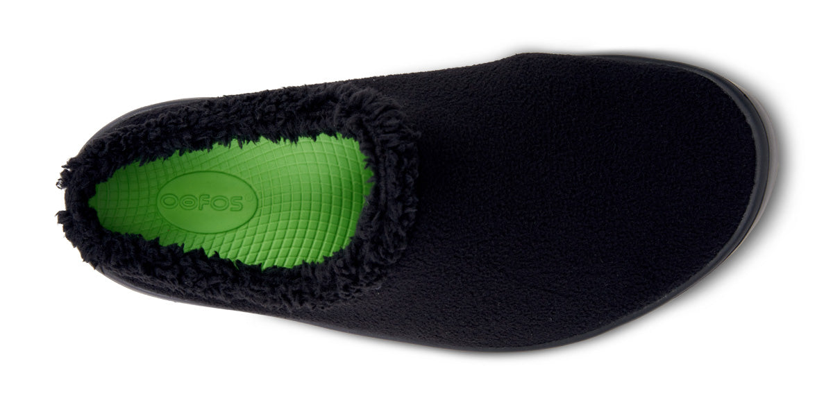 Oofos Men's Faux Sherpa Slipper Black Sherpa