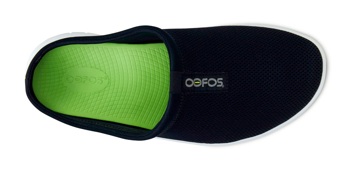 Oofos Men's Mesh Slipper White & Black