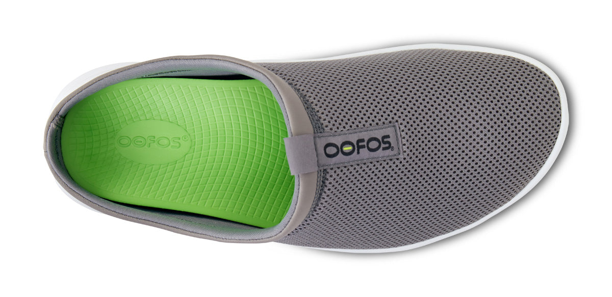 Oofos Men's Mesh Slipper White & Slate