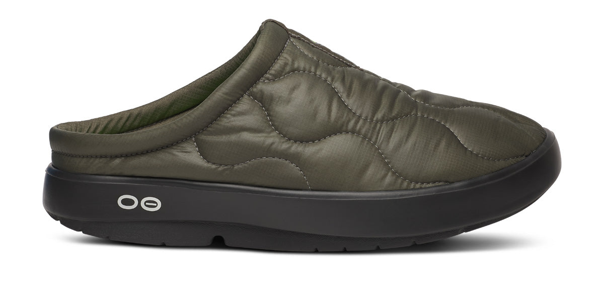 Oofos Men's Primaloft Slipper Black & Alpine Moss Thermo
