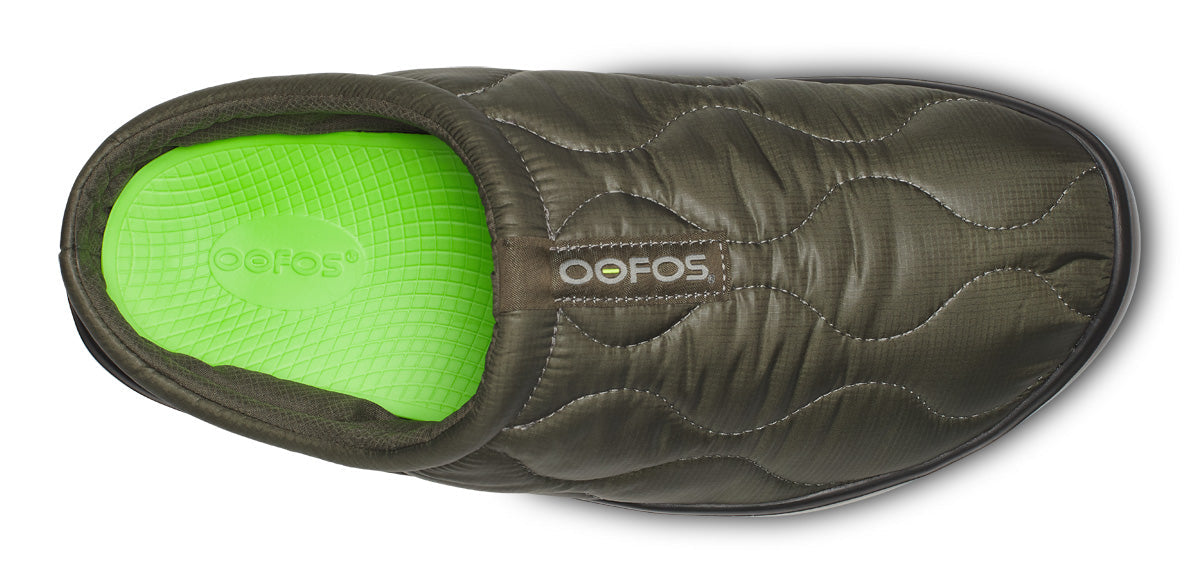 Oofos Men's Primaloft Slipper Black & Alpine Moss Thermo