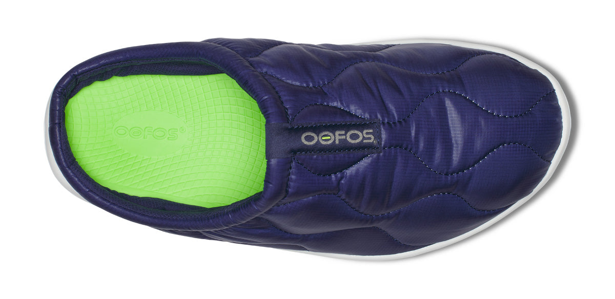 Oofos Men's Primaloft Slipper White & Navy Thermo
