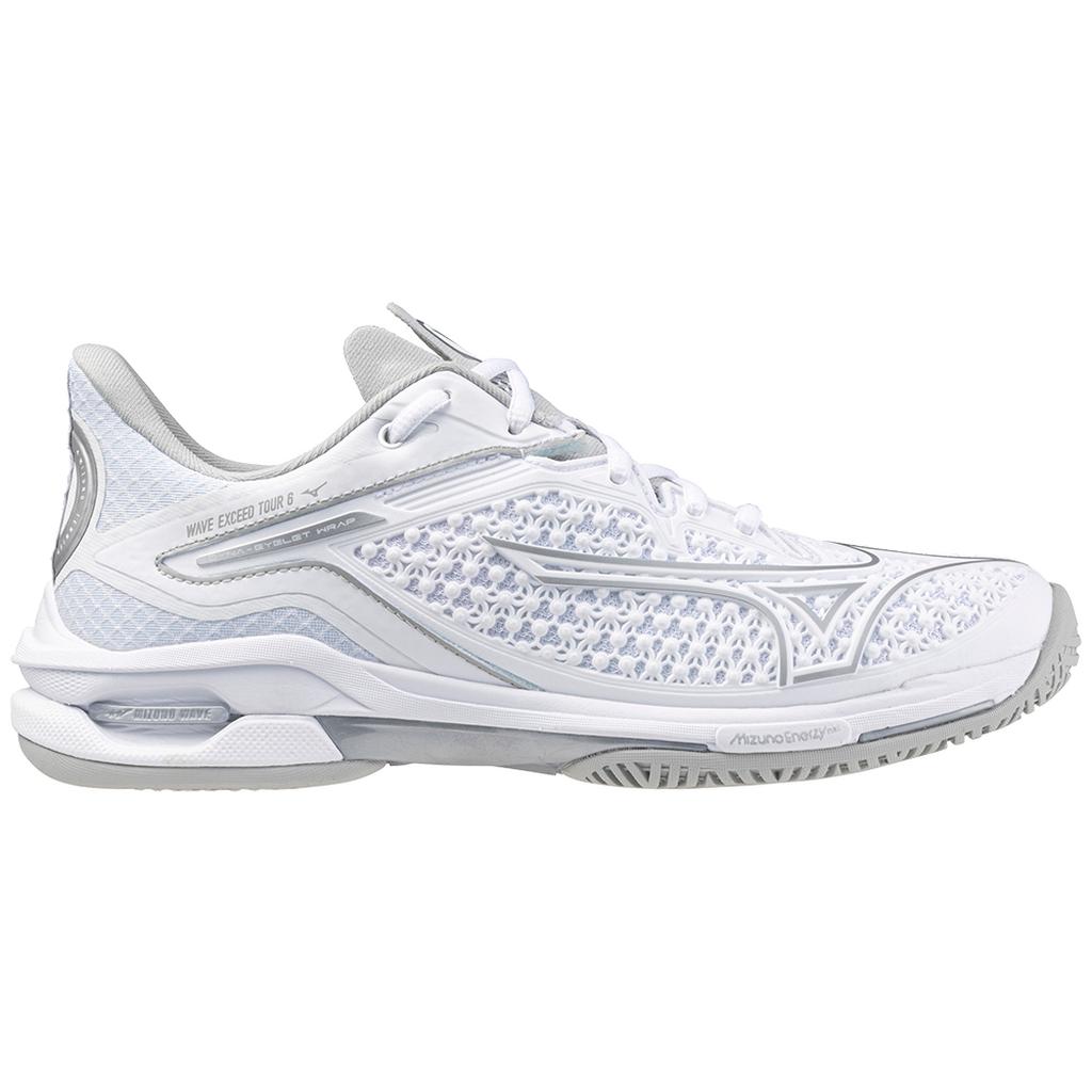 Mizuno Wave Exceed Tour 6 Ac Women's Tennis Shoe White Silver