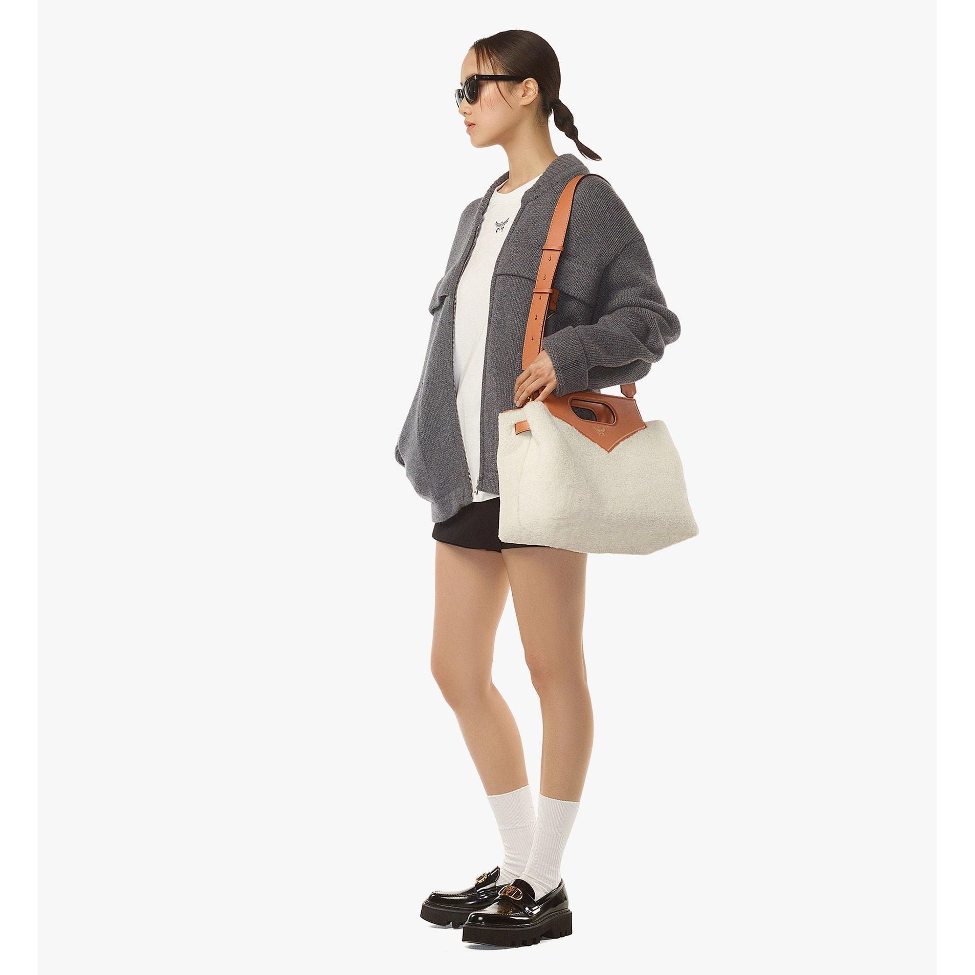 MCM Soft Diamond Tote In Shearling And Leather