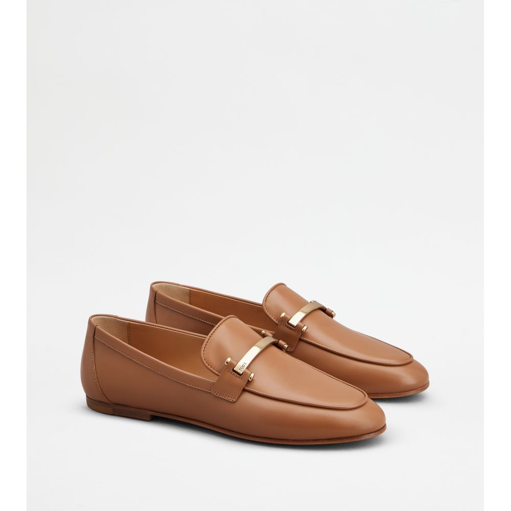Tods Loafers In Leather Brown Womens