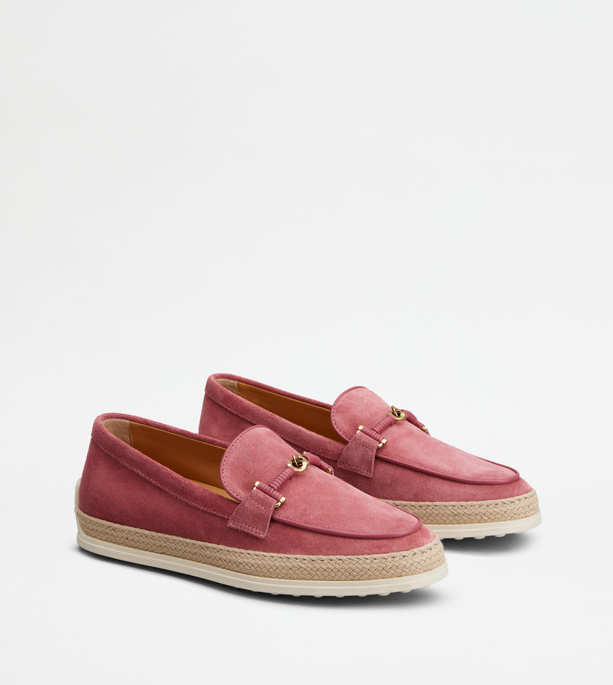 Tods Loafers In Suede Pink Womens