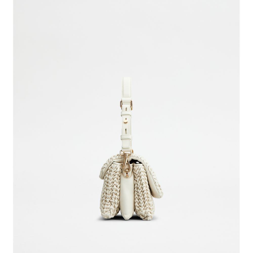 Tods T Timeless Flap Bag In Leather Mini Off White