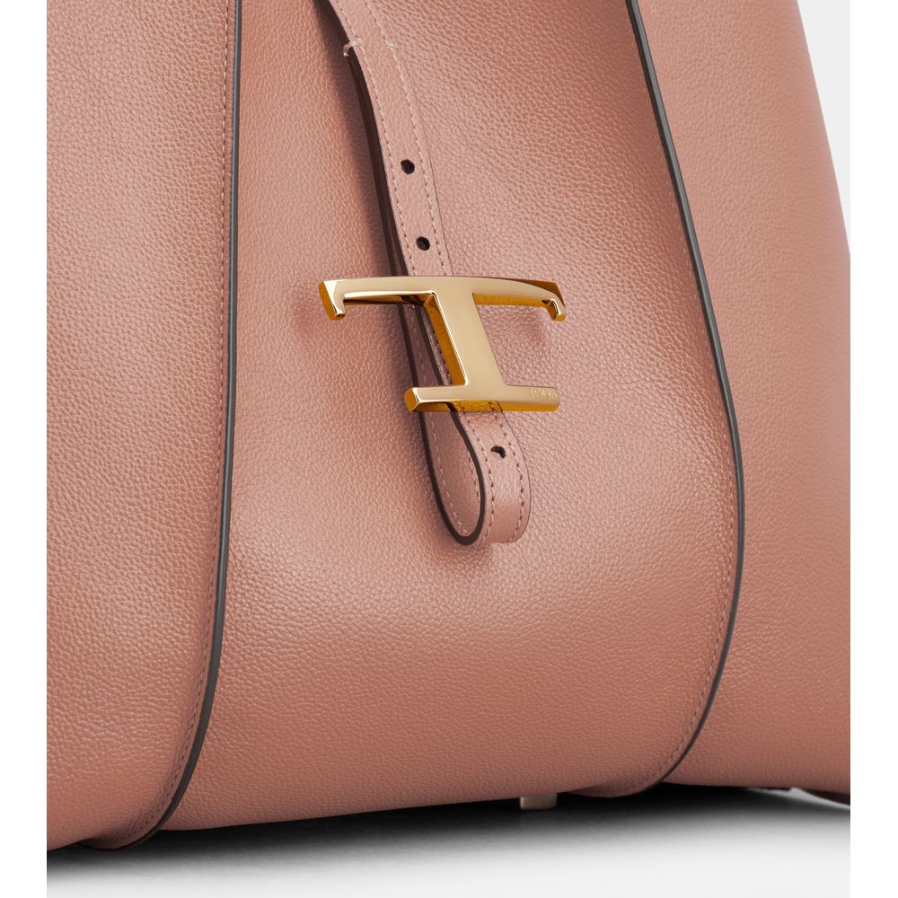 Tods T Timeless Shopping Bag In Leather Small Pink