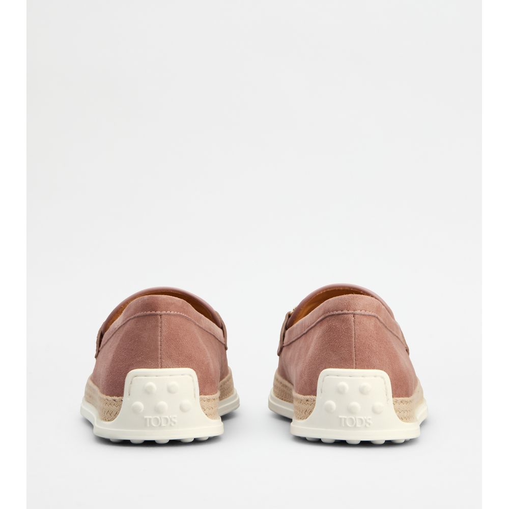 Tods Loafers In Suede Pink Womens