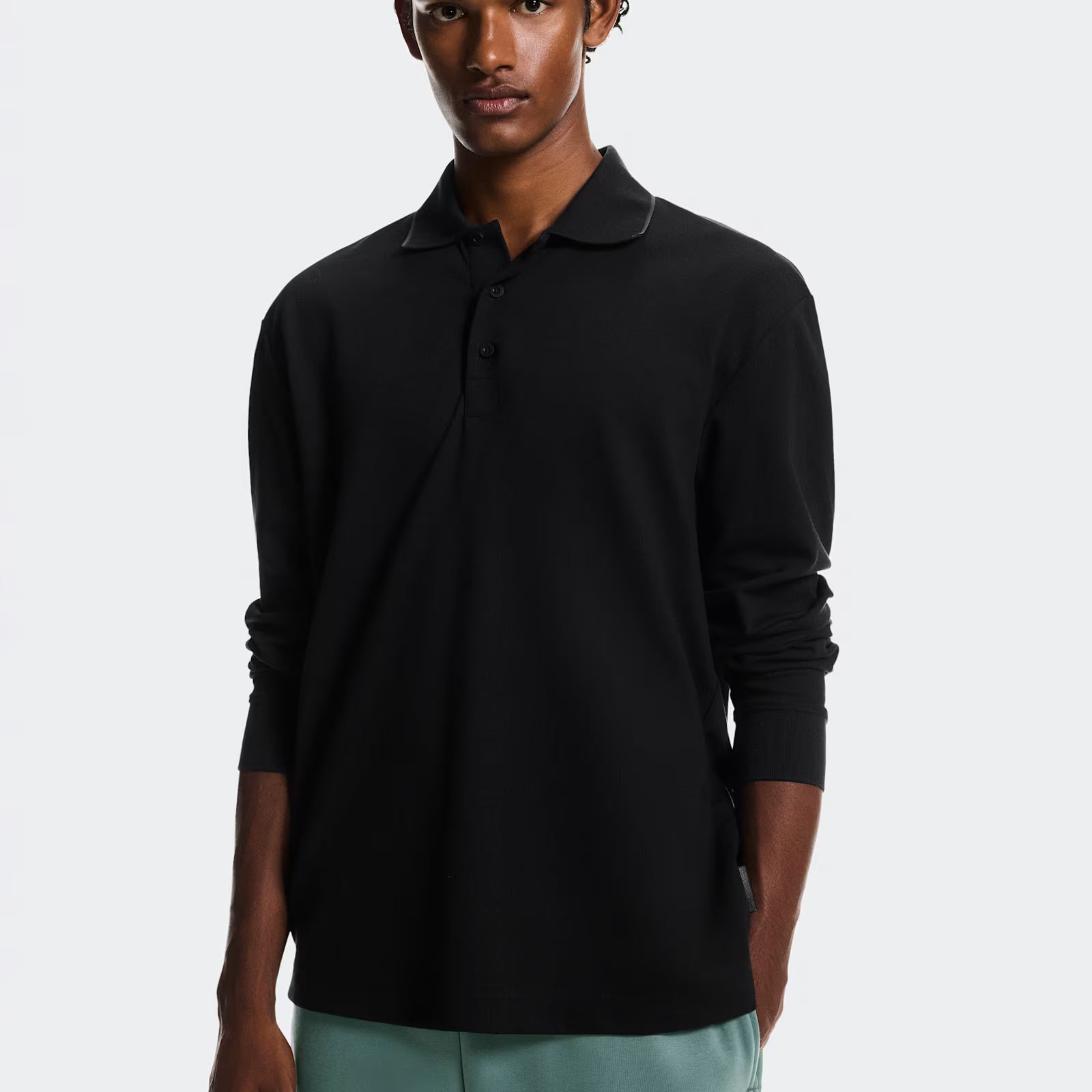 On Courtside Long-T Polo Black | Eclipse
