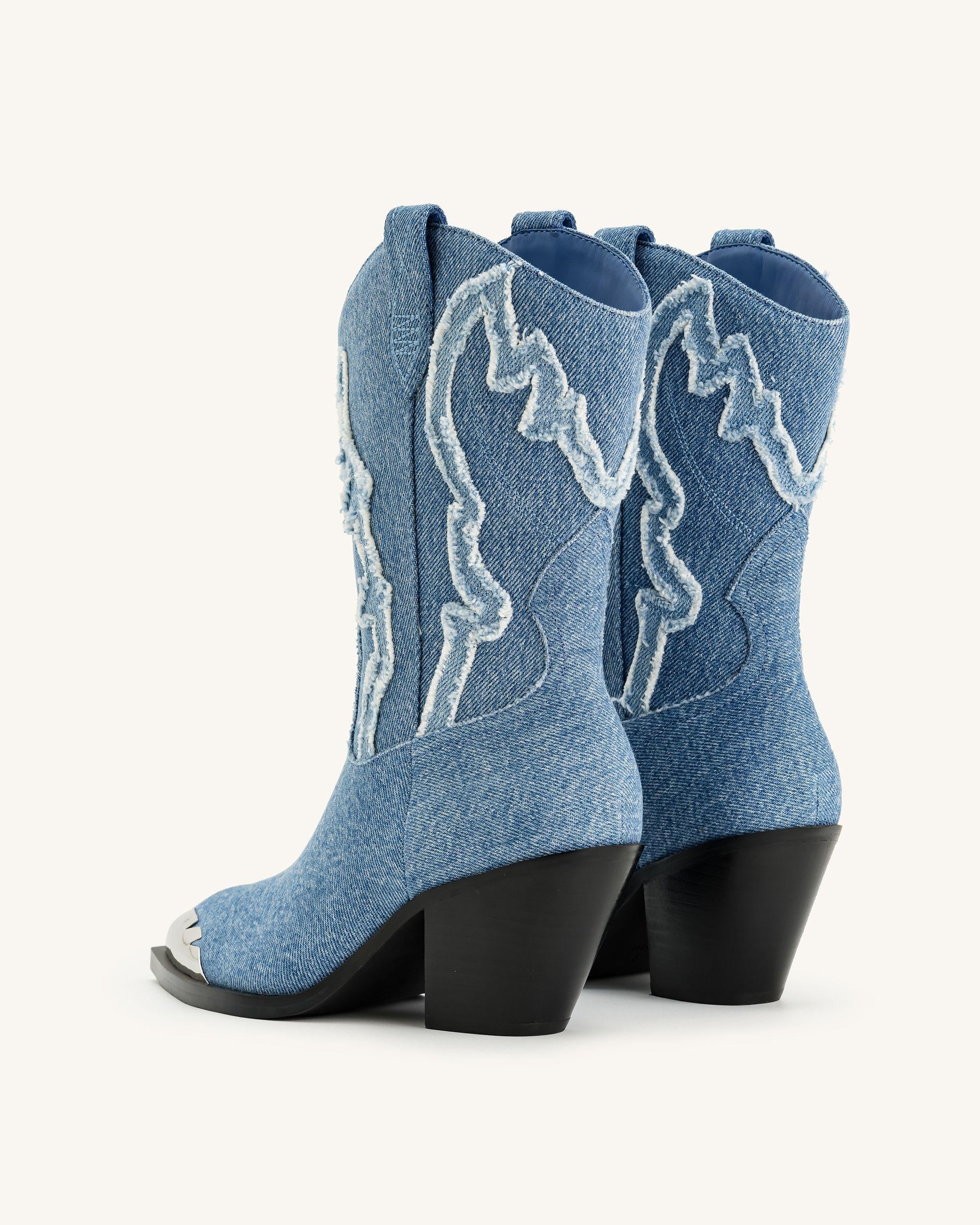 Jw Pei Riya Denim Cowboy Boot Blue