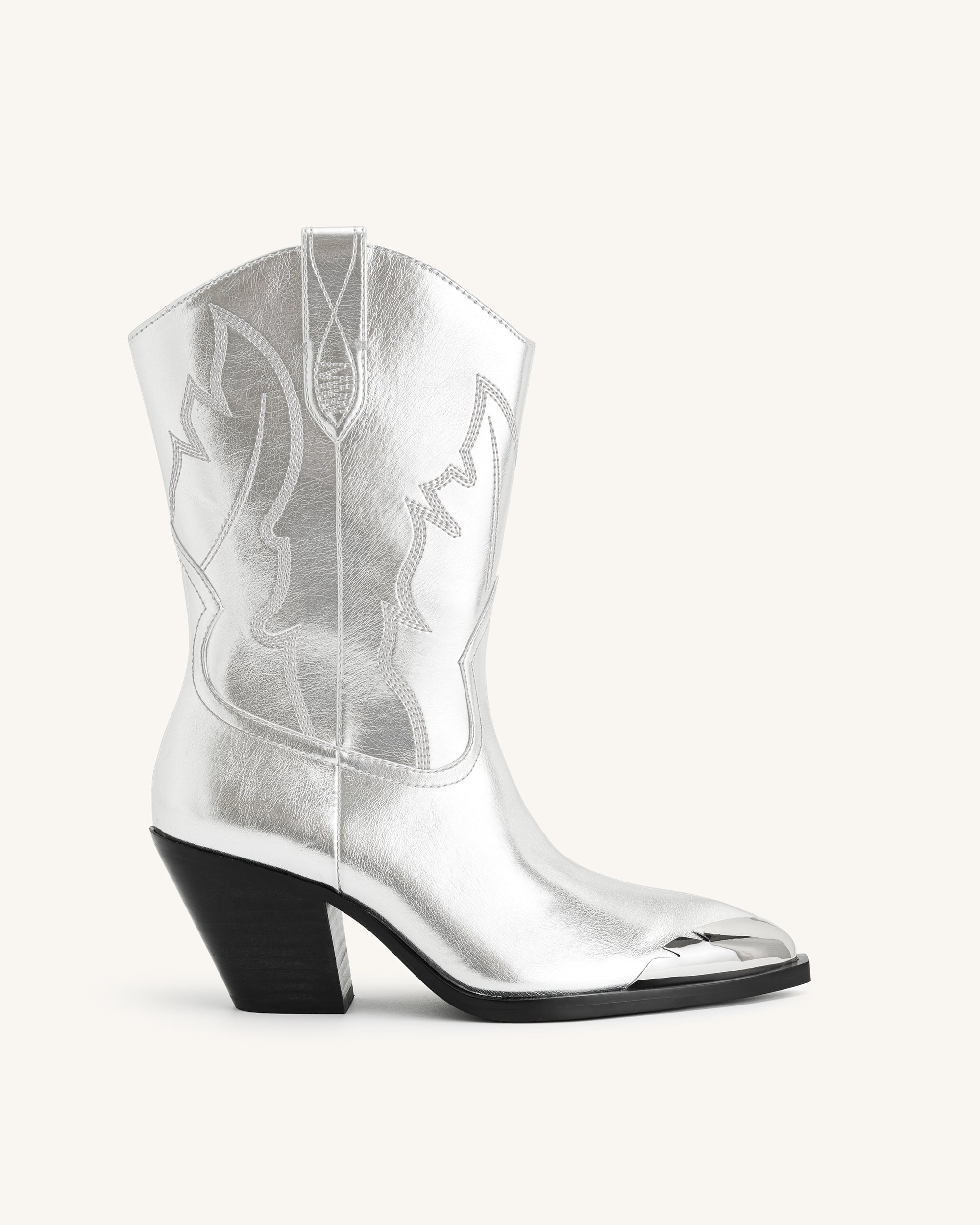 Jw Pei Riya Metallic Cowboy Boot Silver