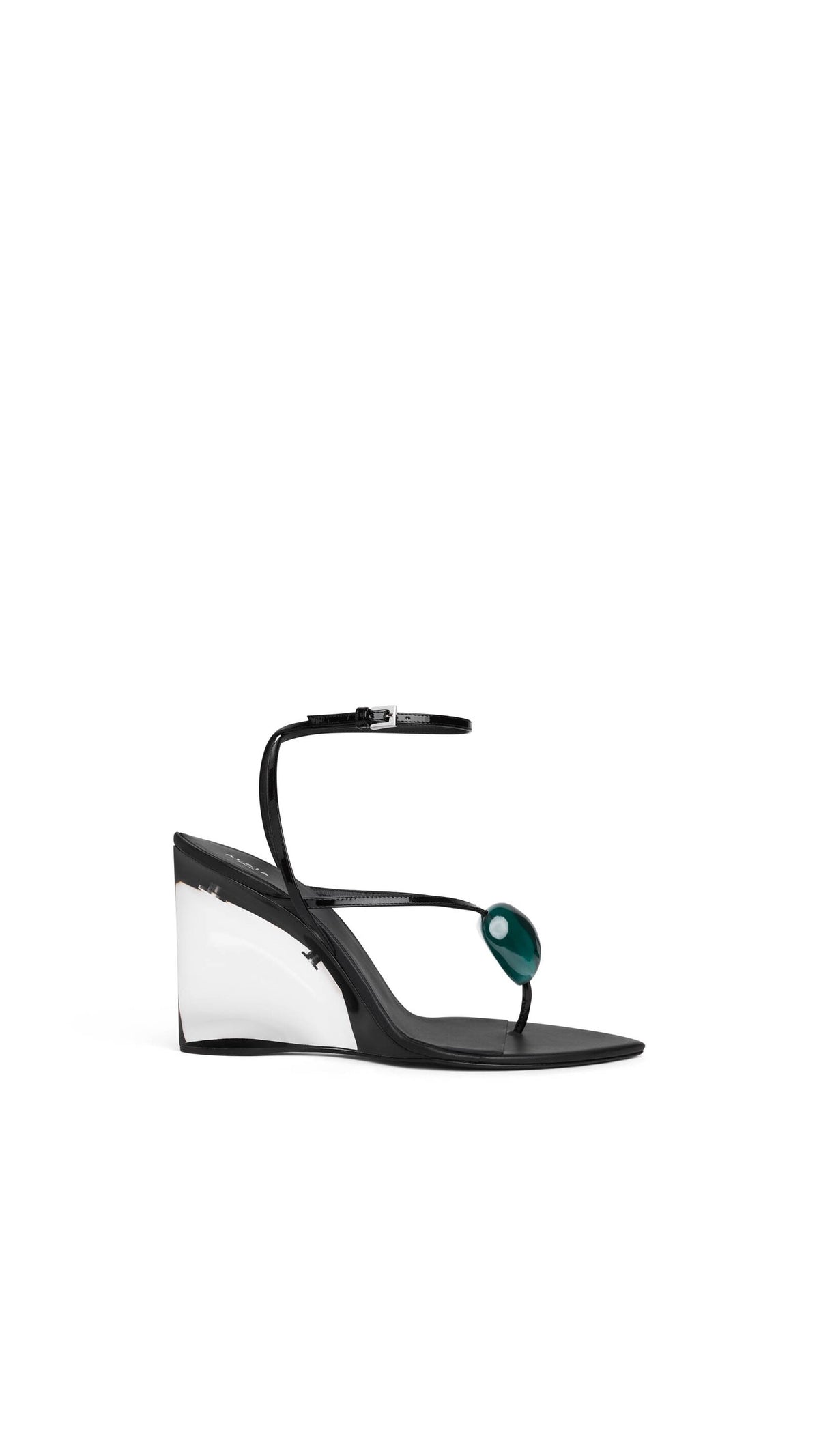 Alaïa Invisible Jewel Wedge Sandals In Patent Calfskin