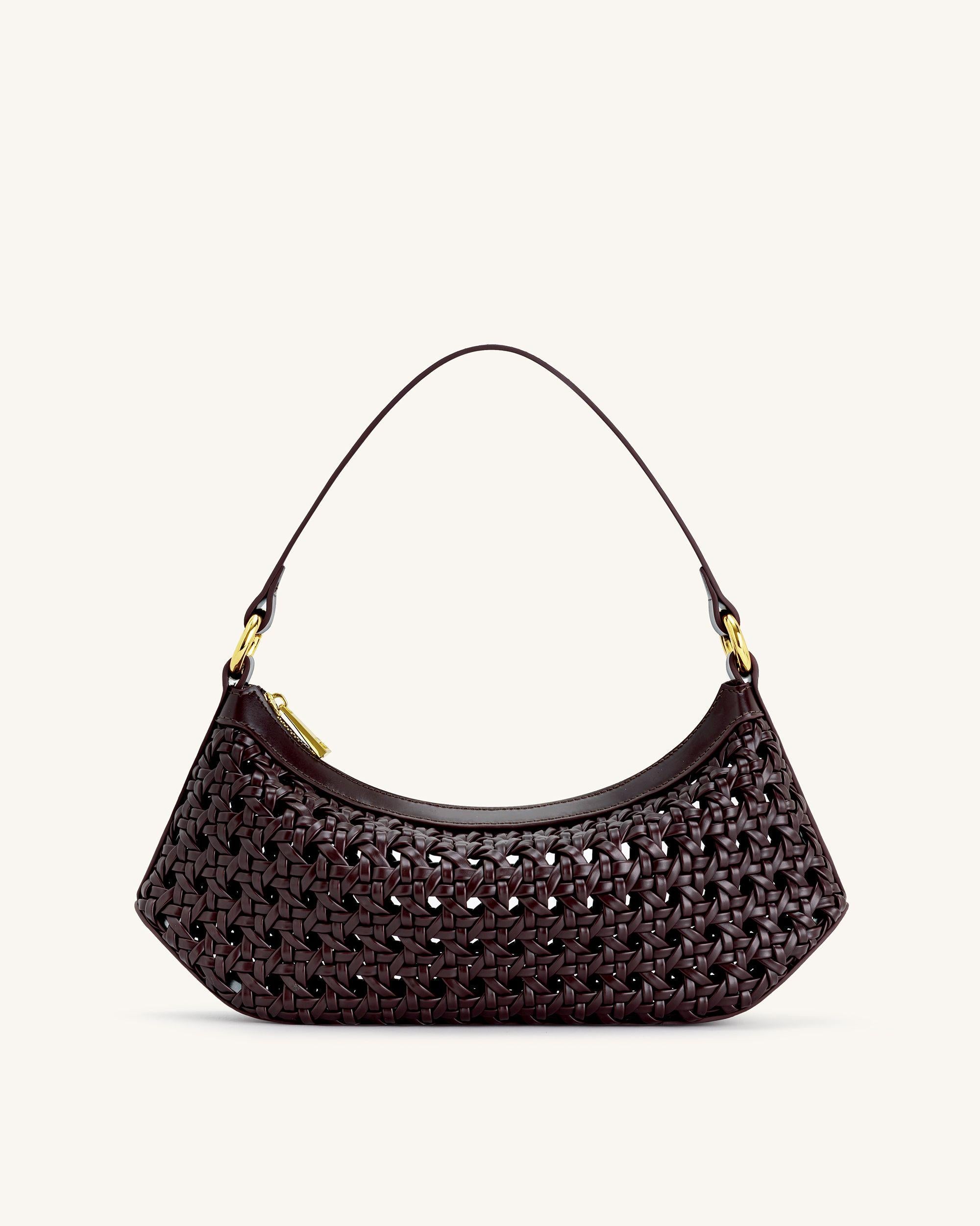 Jw Pei Lily Faux Bamboo Woven Shoulder Bag Deep Claret