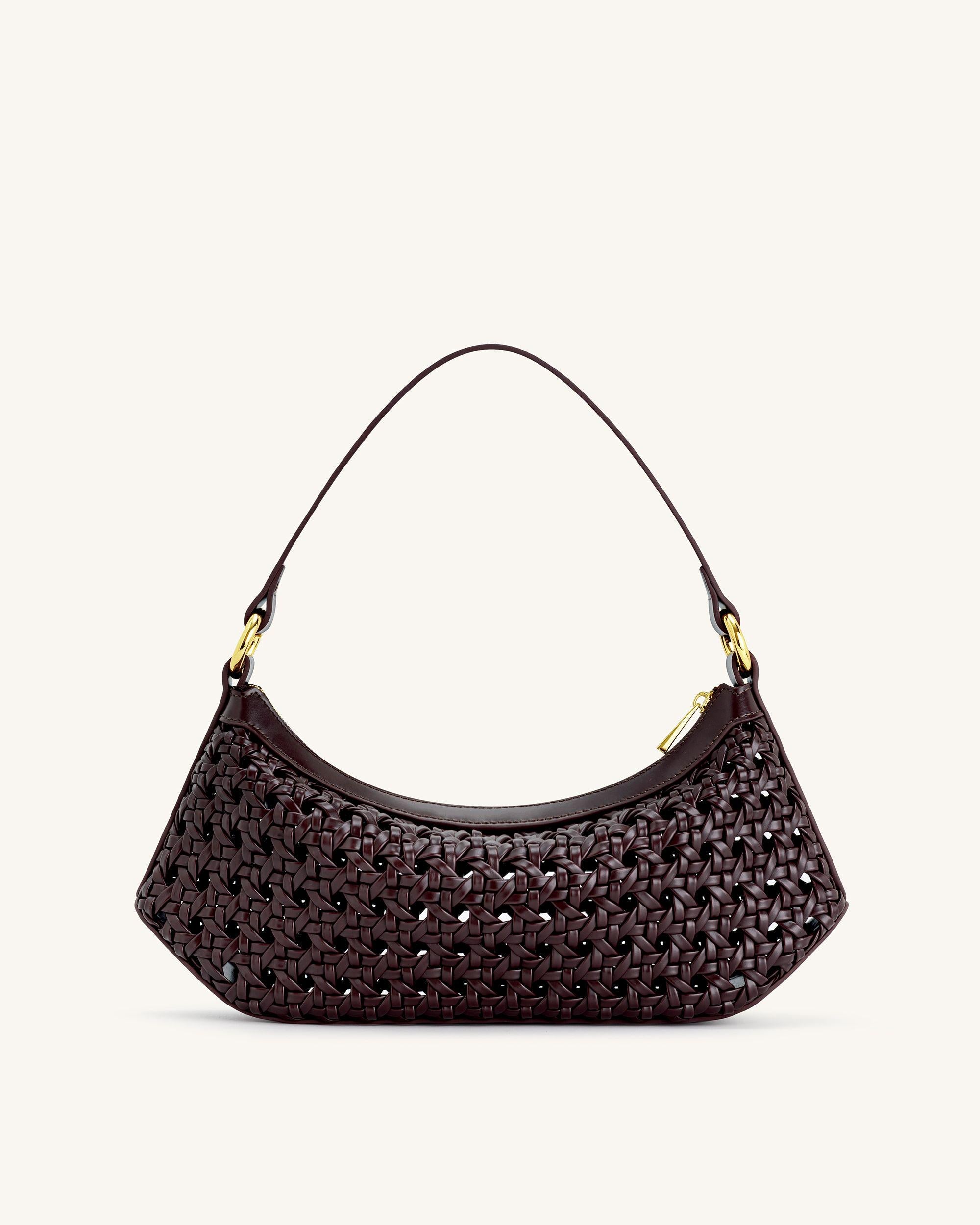Jw Pei Lily Faux Bamboo Woven Shoulder Bag Deep Claret