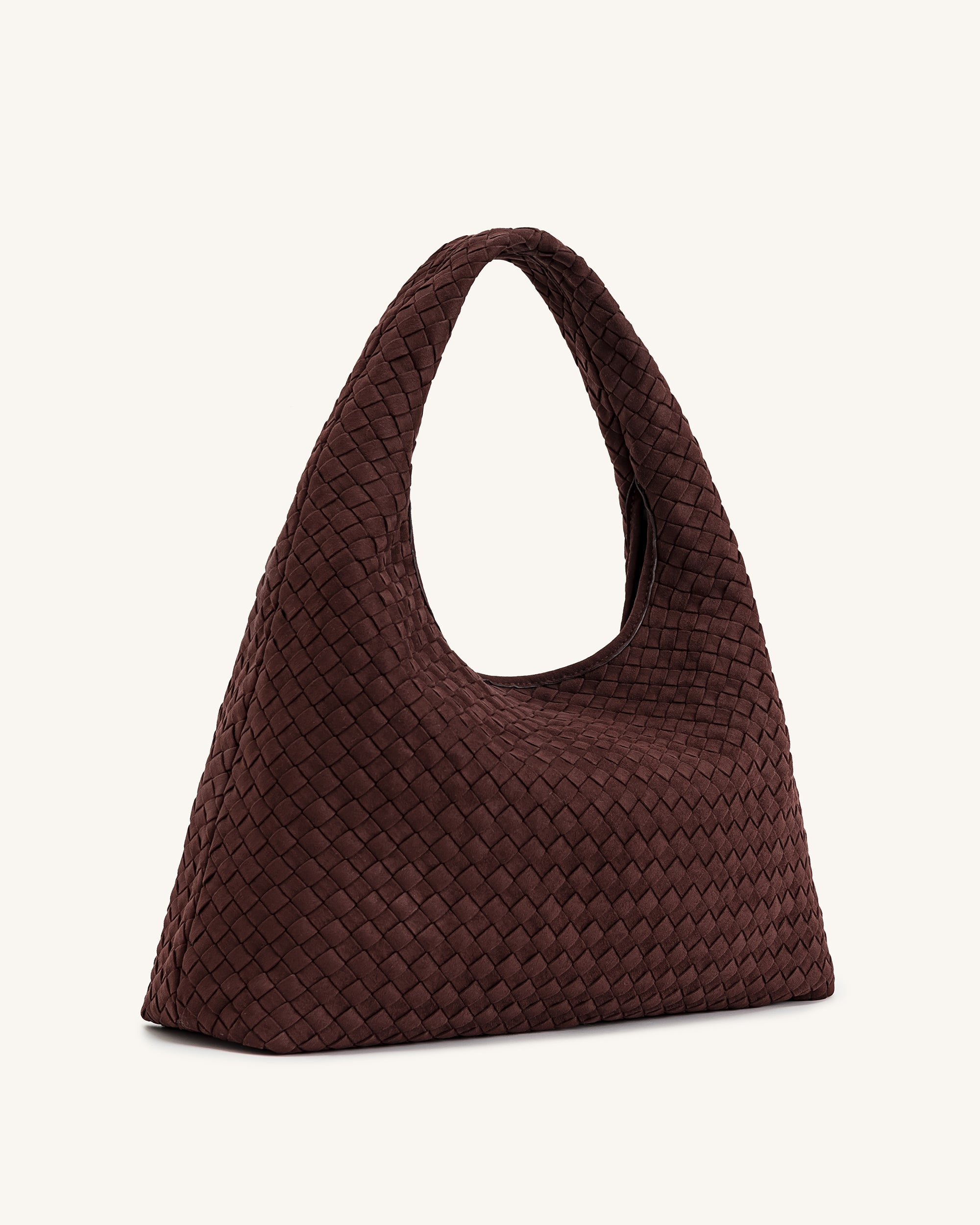 Jw Pei Laura Faux Suede Woven Shoulder Bag Dark Brown