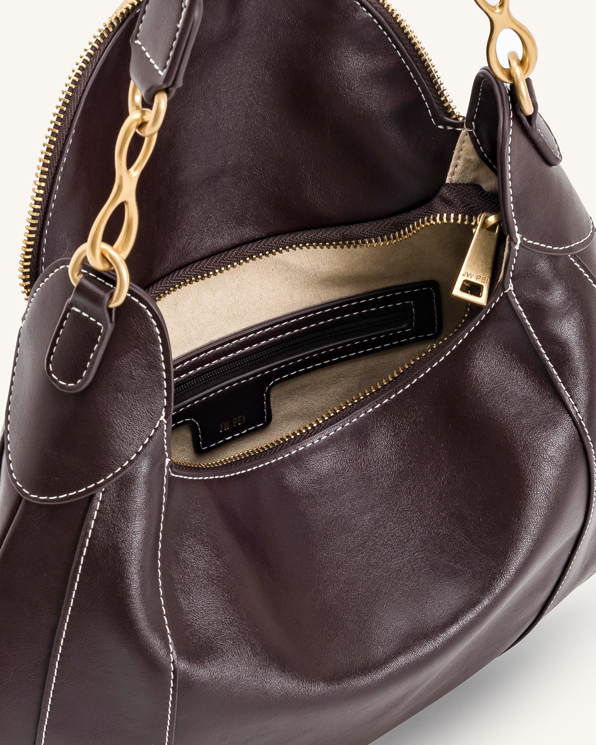 Jw Pei Daria Metal Pendant Embellished Shoulder Bag Dark Brown