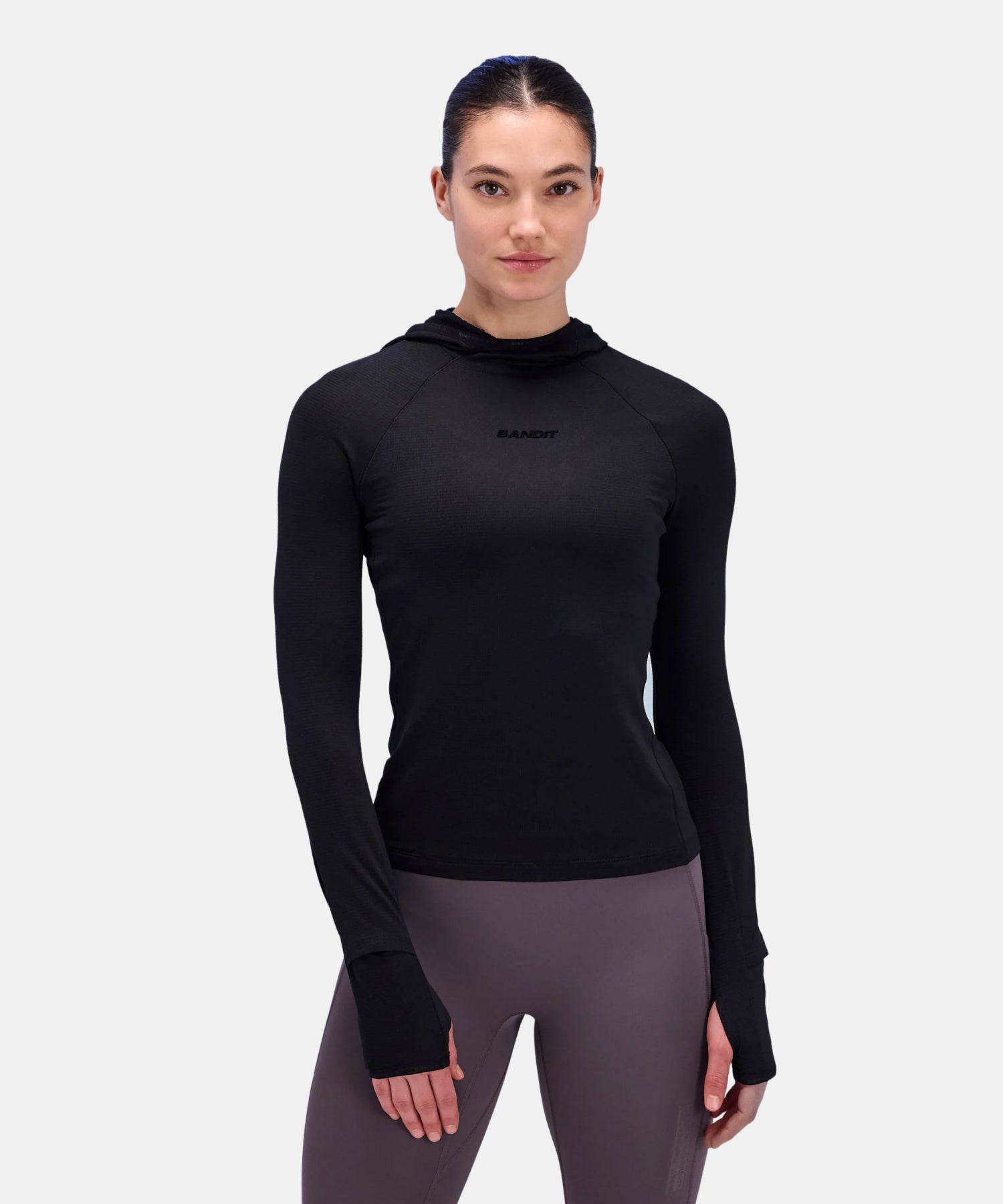 Bandit Womens Auragrid Hooded Performance Top Black