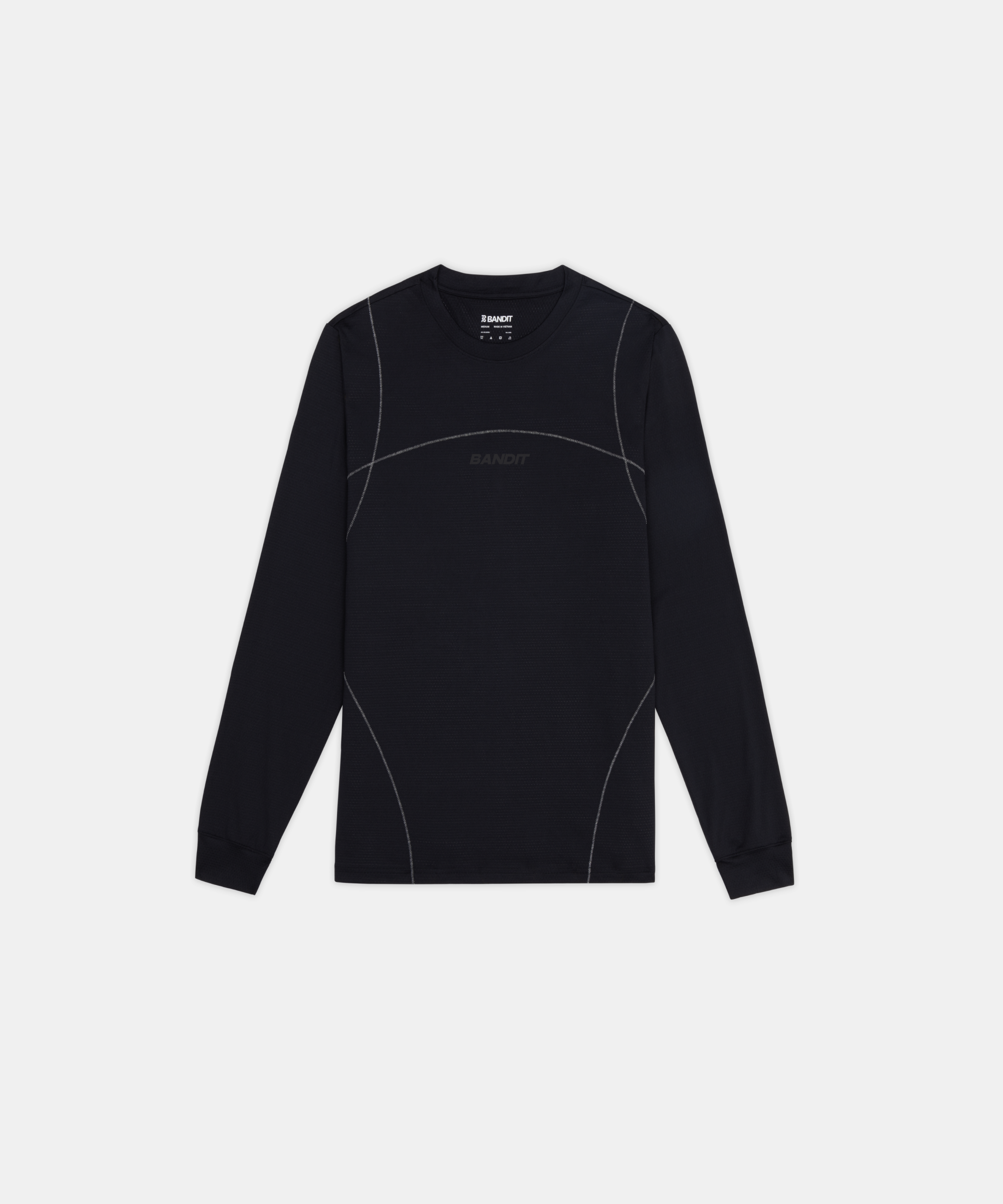 Bandit Mens Micromesh Reflecto Stitch Long Sleeve Tee Black