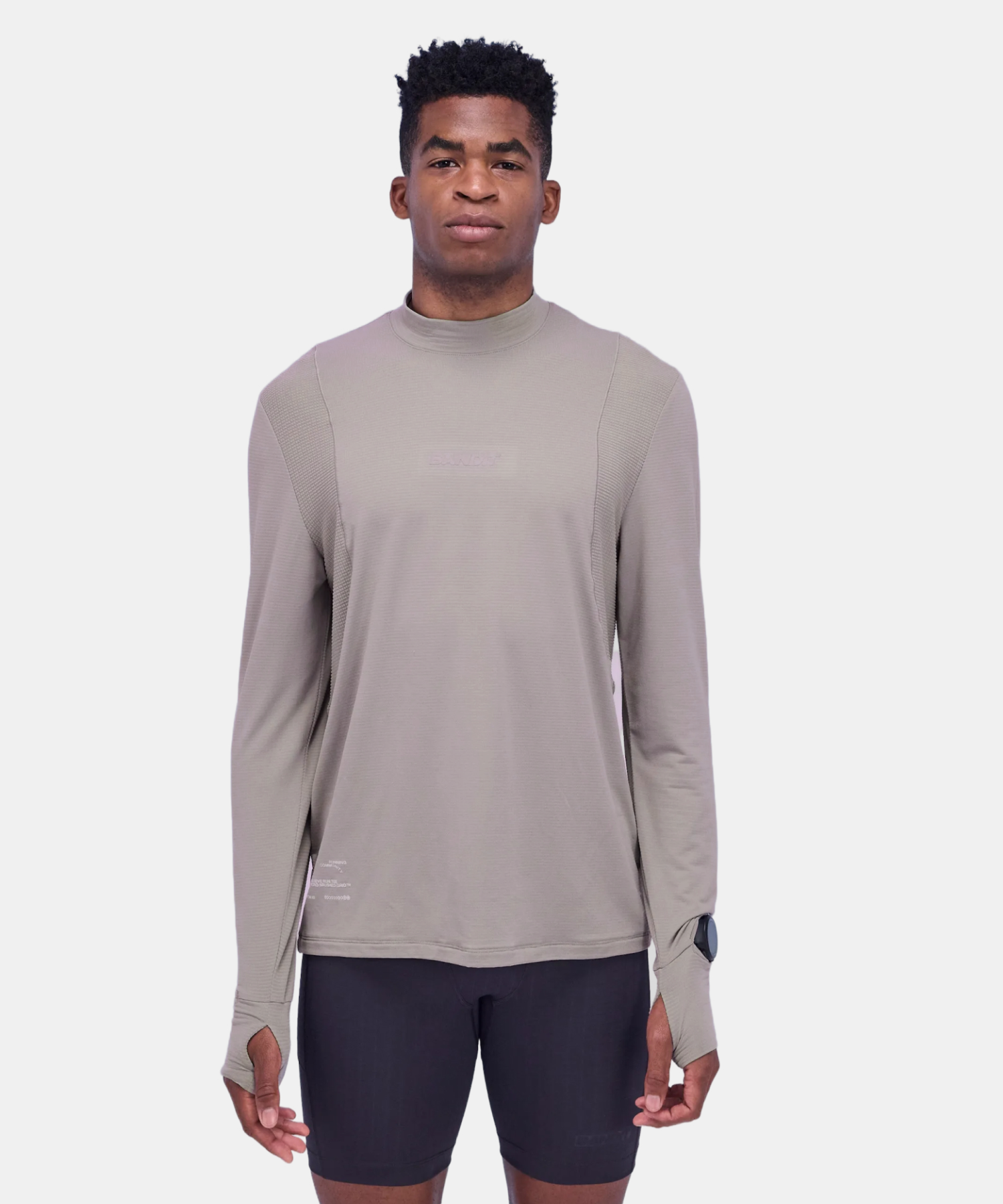 Bandit Mens Auragrid Mockneck Long Sleeve Zinc