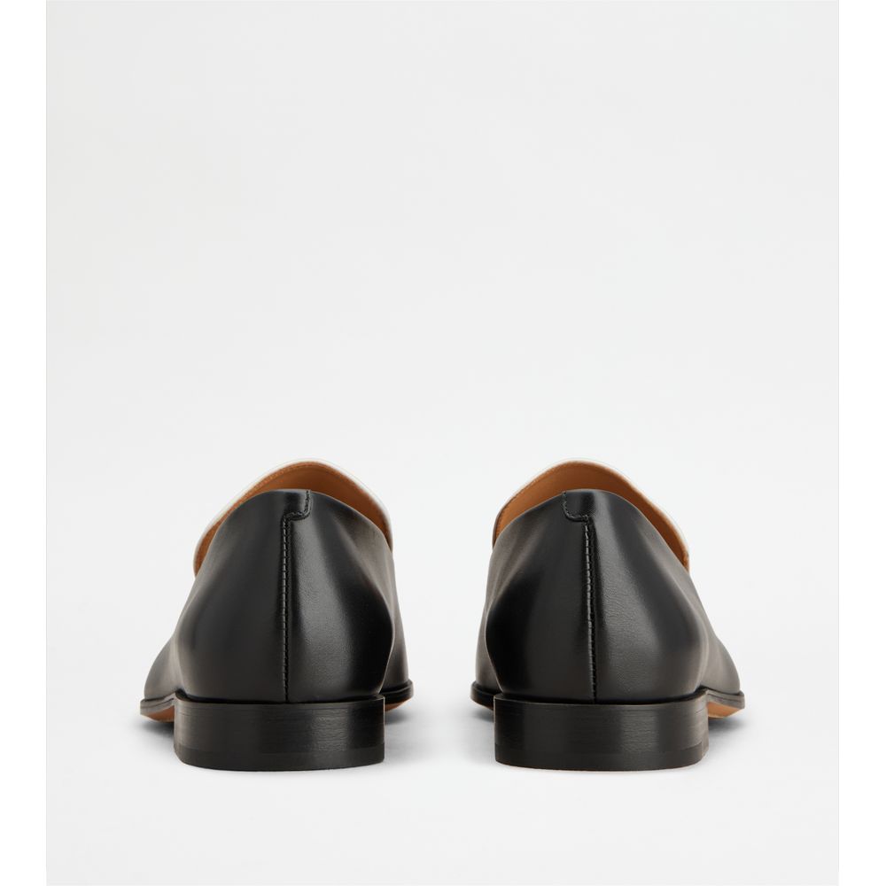 Tods Loafers In Leather Black White Womens