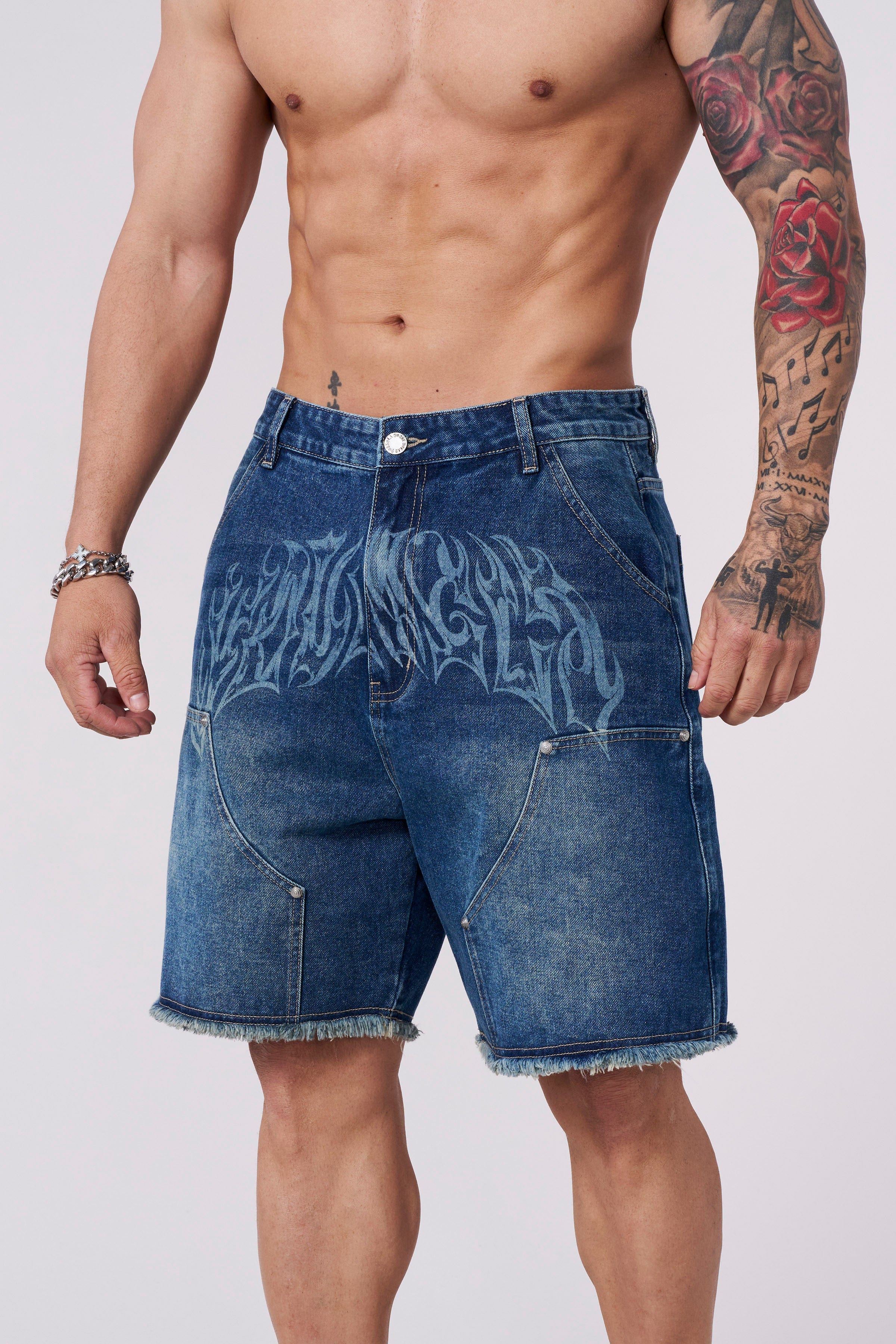 YoungLA 6007 - Gangsta Jorts Blue Wash