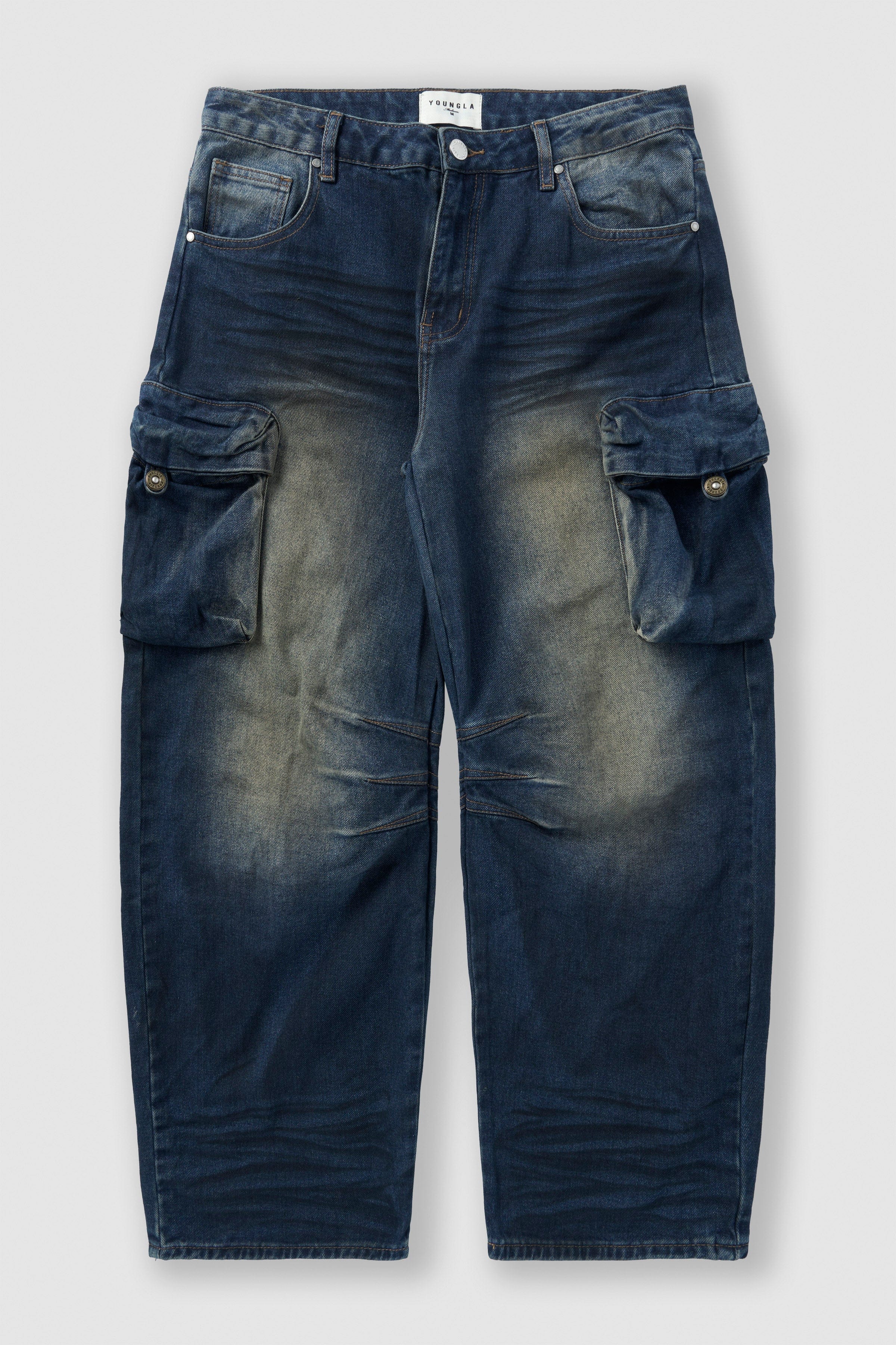 YoungLA 6012 - Baggy Cargo Jeans Navy Wash