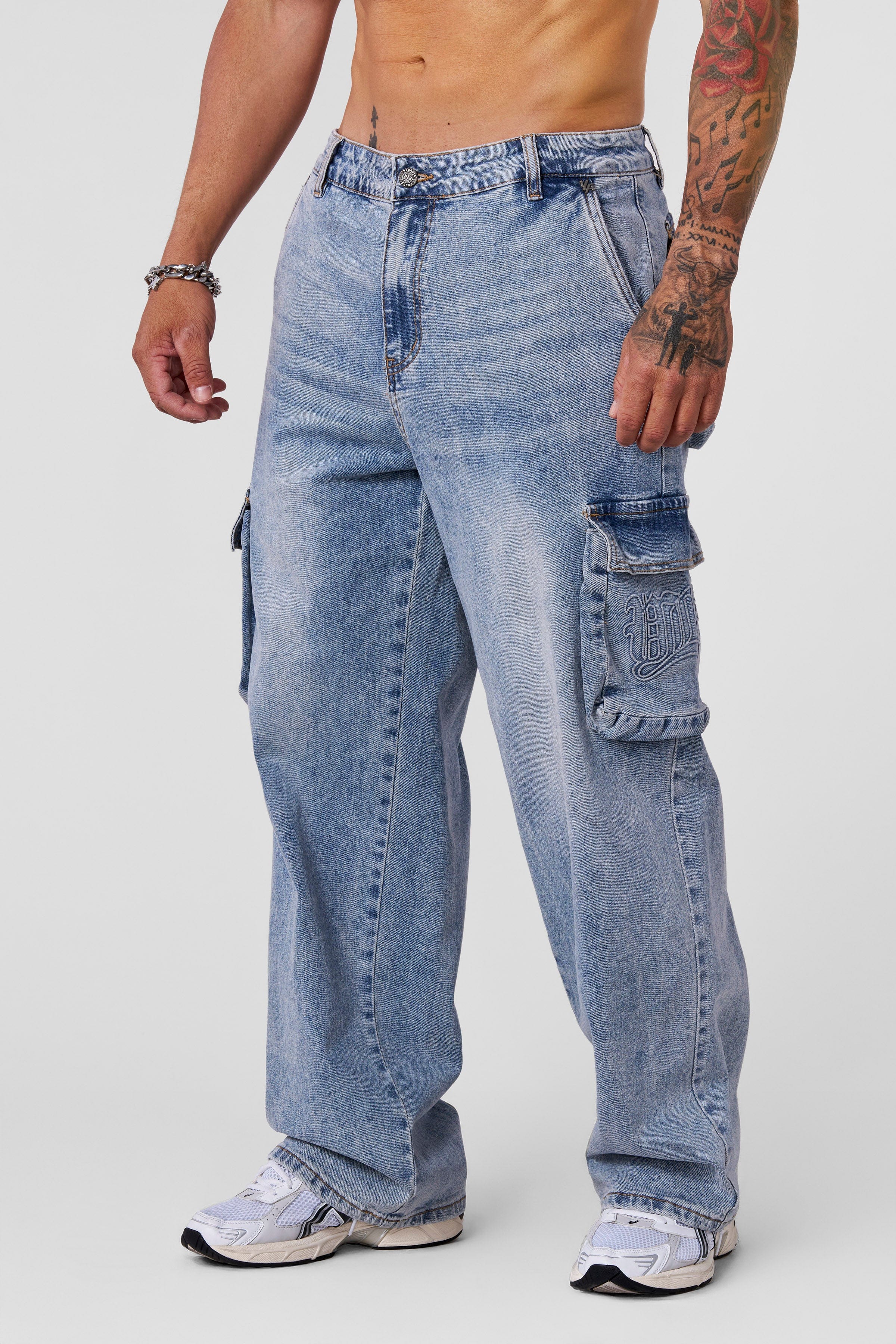YoungLA 6019 - Spring Cargo Jeans Blue Wash