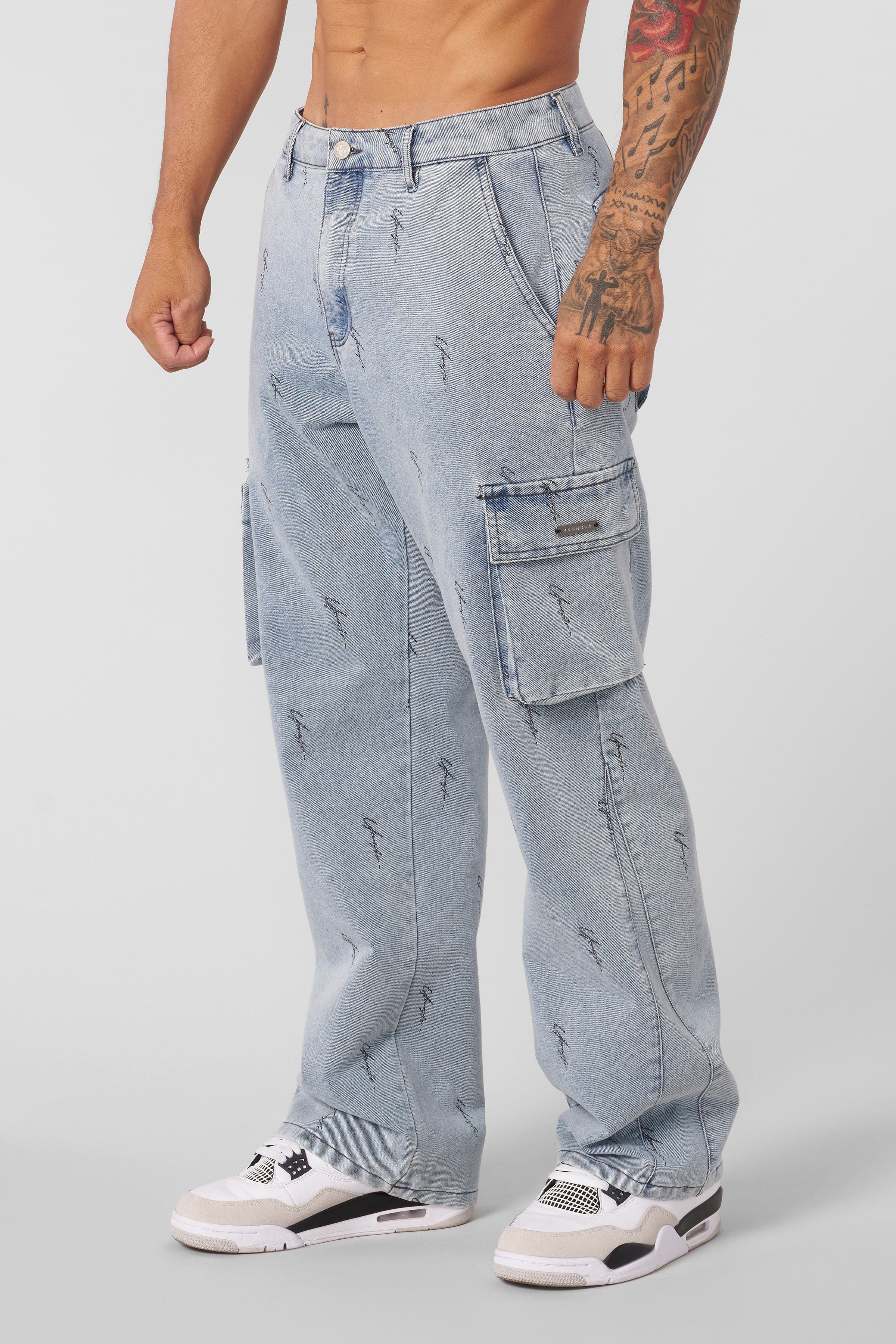 YoungLA 6028 - Streetwear Baggy Jeans Light Blue Wash