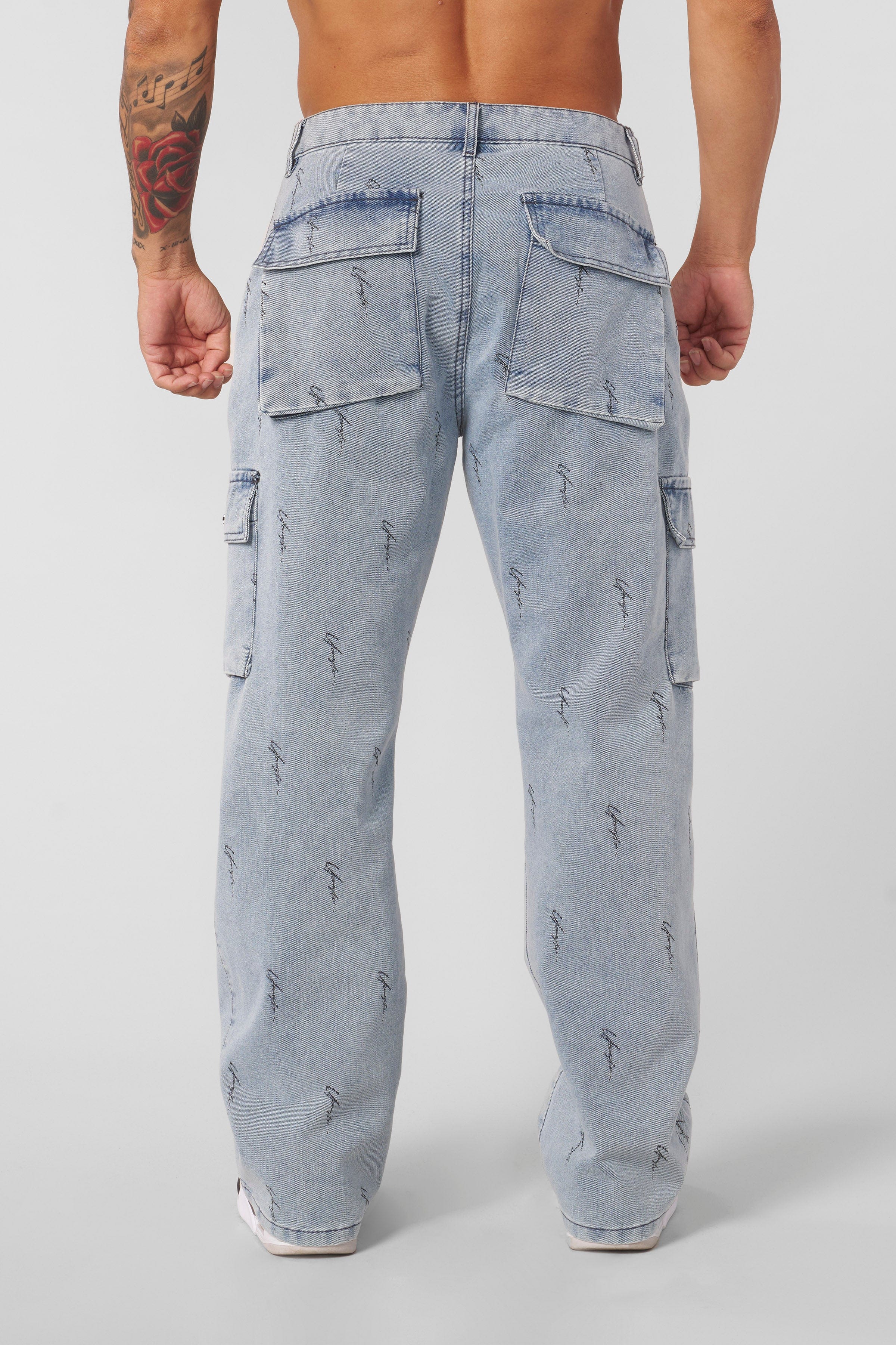YoungLA 6028 - Streetwear Baggy Jeans Light Blue Wash