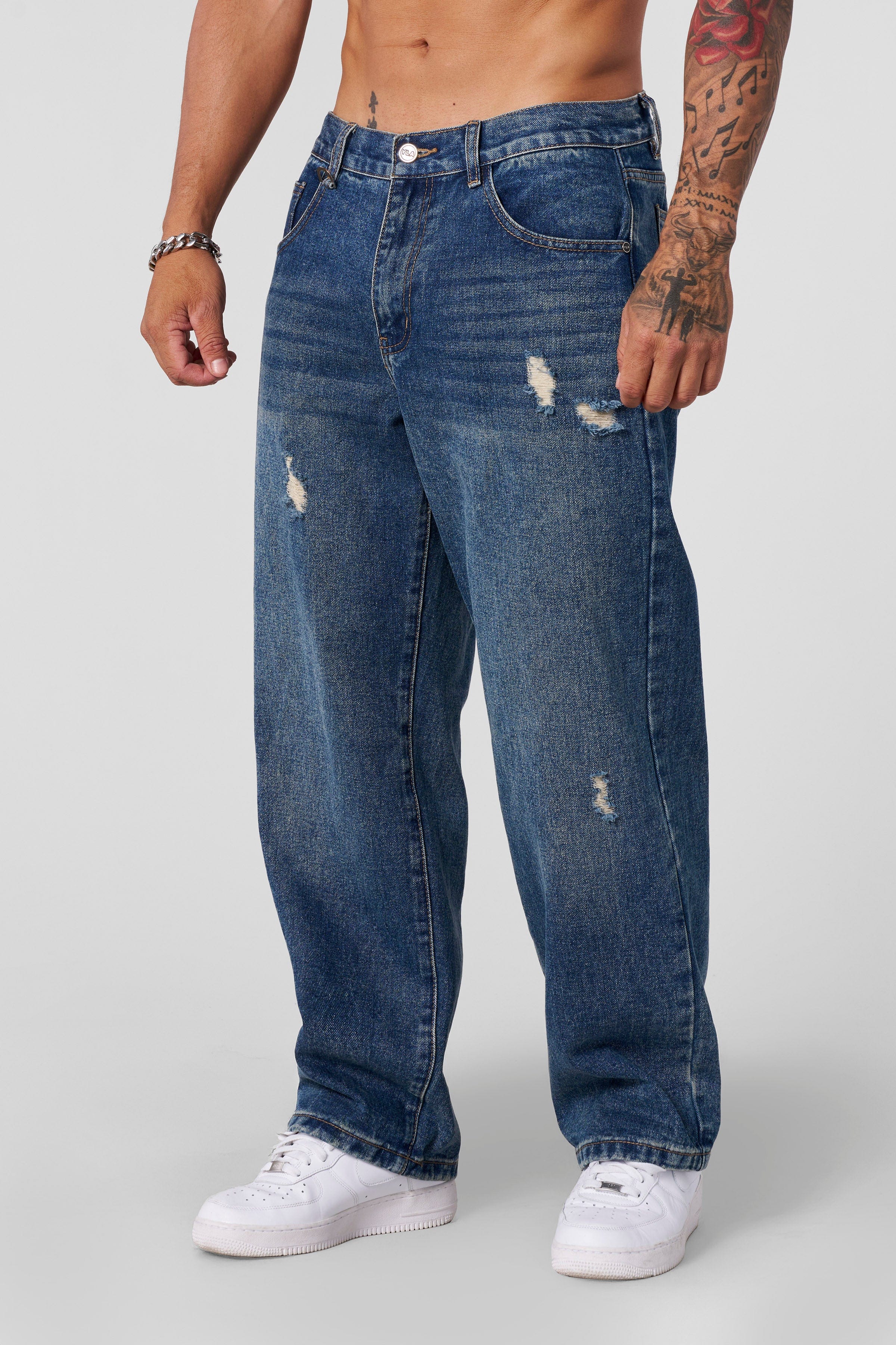 YoungLA 6037 - Loose Essential Jeans Navy Wash