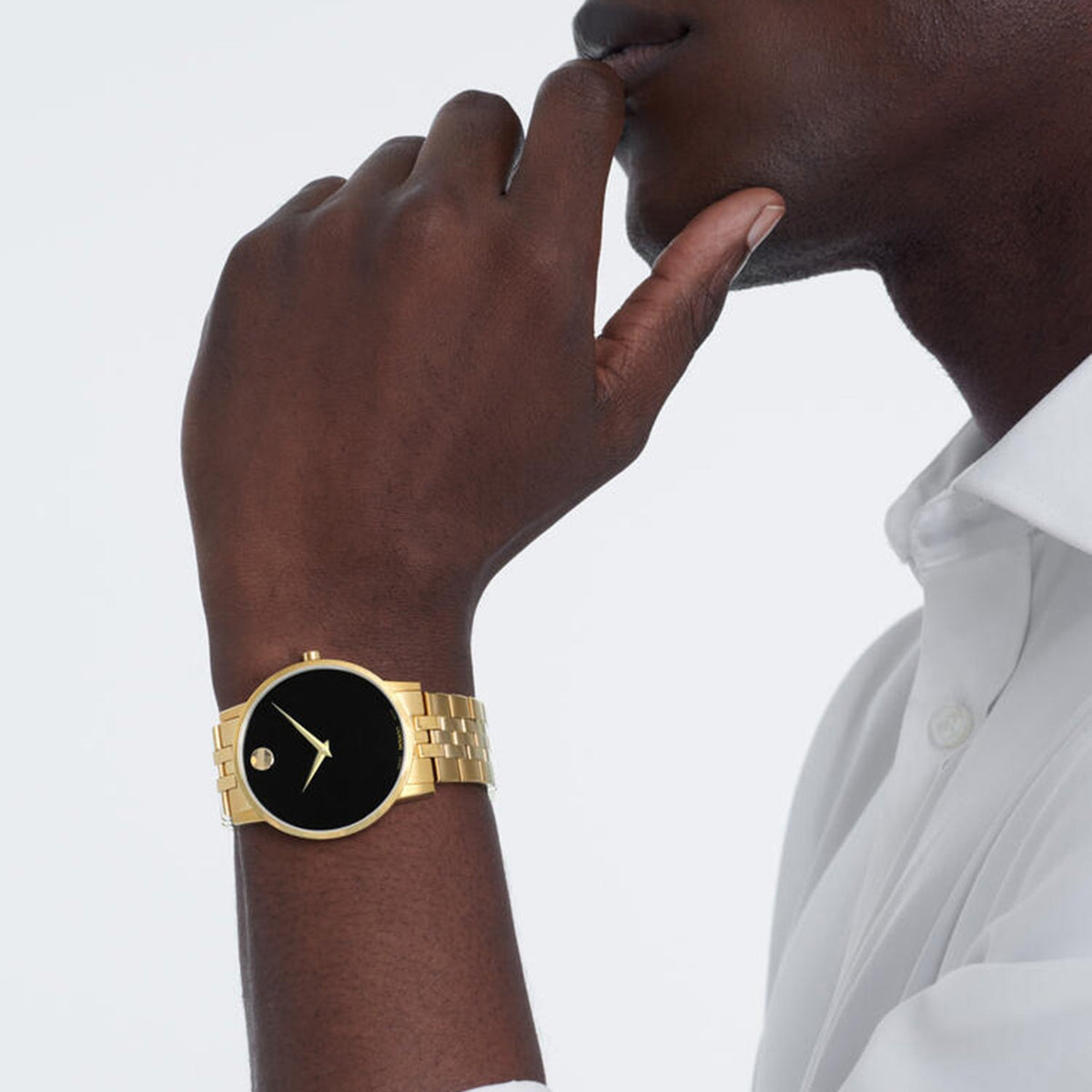 Movado Museum Classic Men Quartz Black Dial Analog Stainless Steel Watch 607203