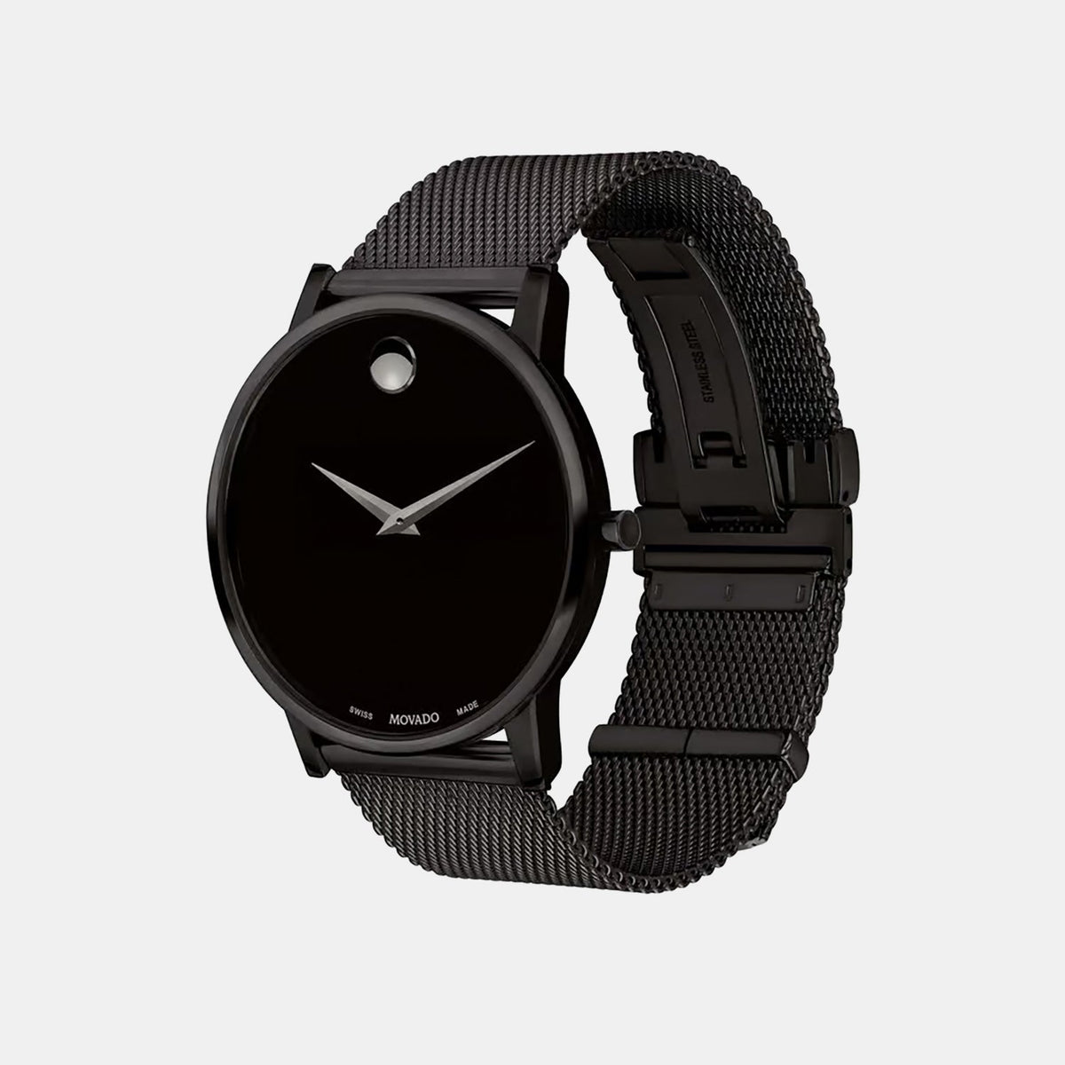 Movado Museum Classic Men Quartz Black Dial Analog Stainless Steel Watch 607395