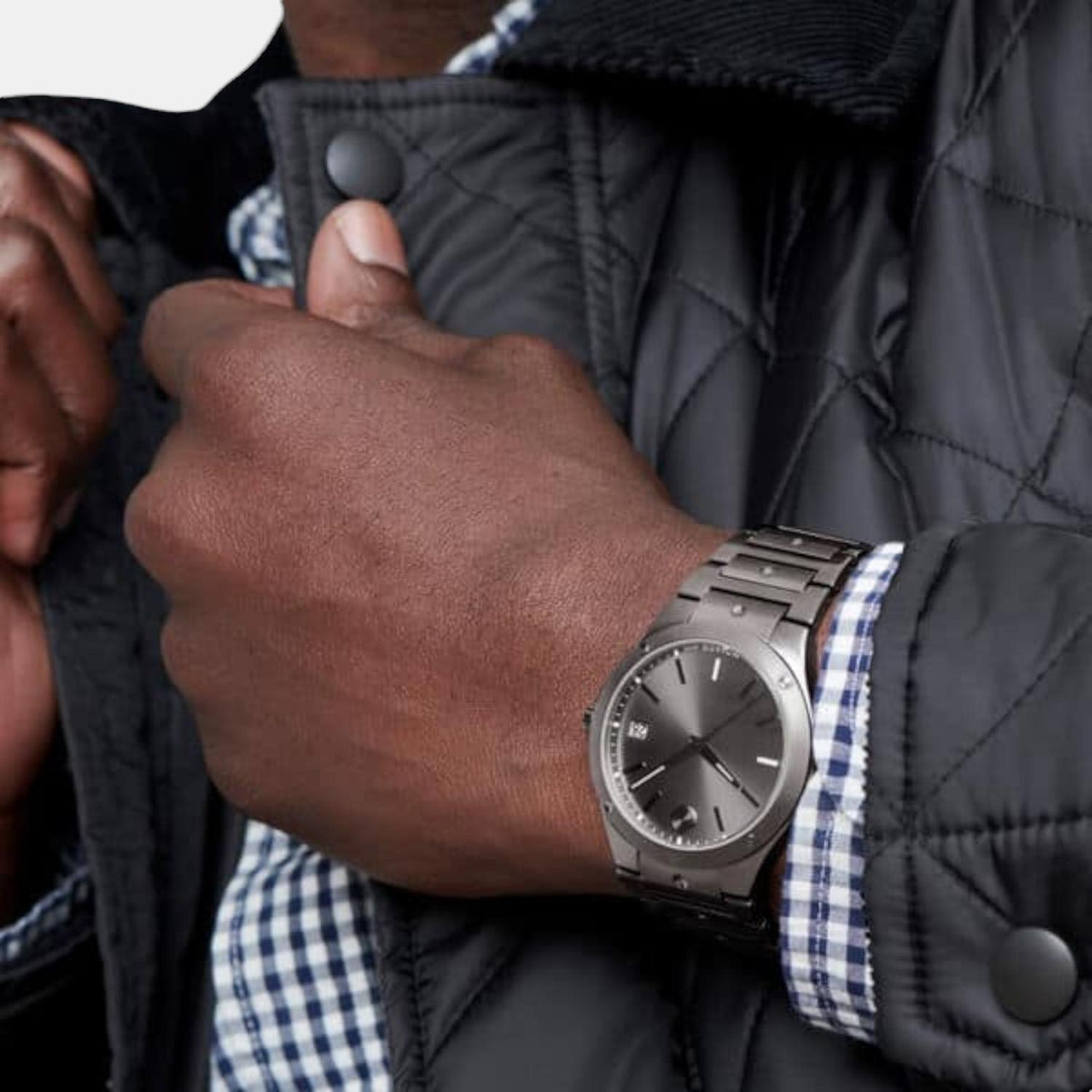 Movado Se Men Quartz Grey Dial Analog Stainless Steel Watch 607515