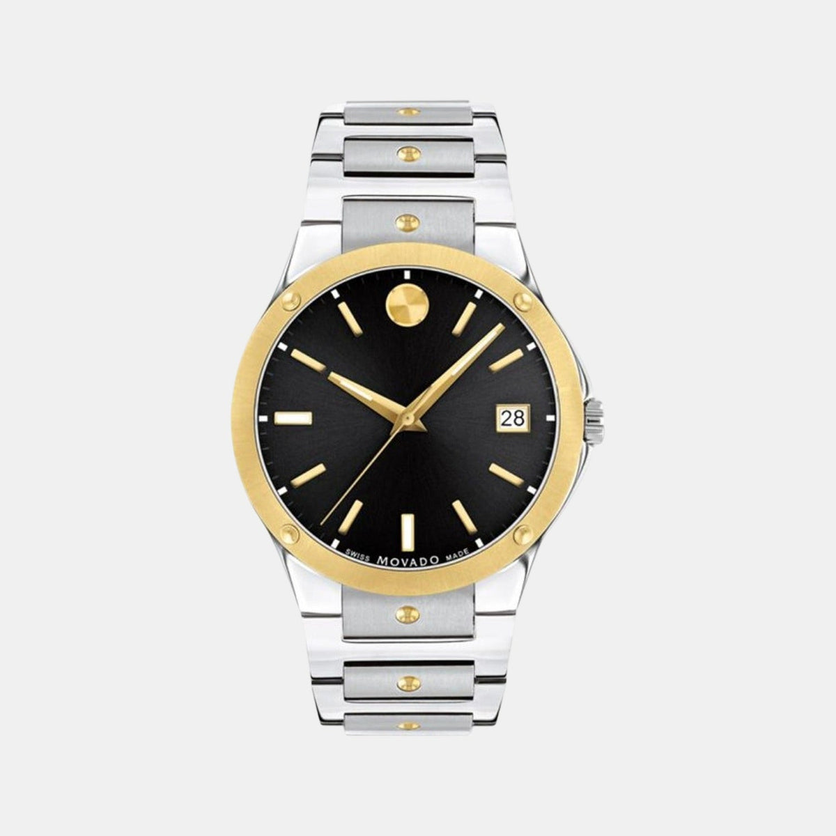 Movado Se Men Quartz Black Dial Analog Stainless Steel Watch 607596
