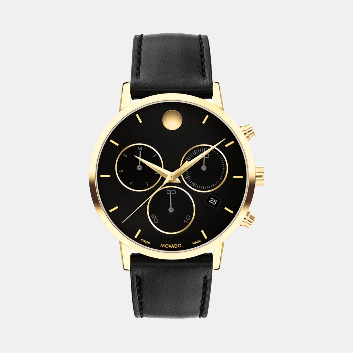 Movado Museum Classic Men Quartz Black Dial Chronograph Stainless Steel Watch 607779