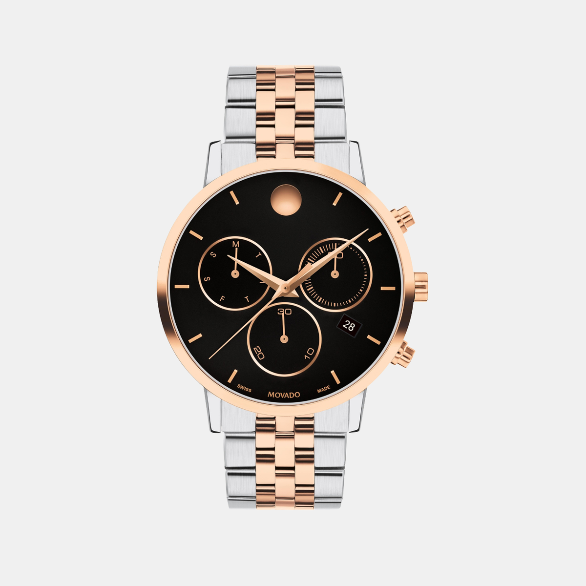 Movado Museum Classic Men Quartz Black Dial Chronograph Stainless Steel Watch 607845