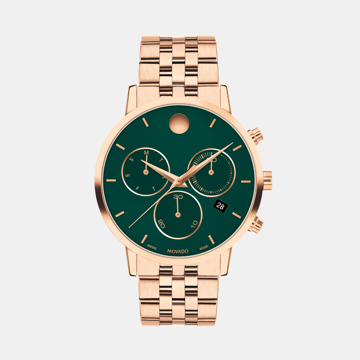 Movado Museum Classic Men Quartz Green Dial Chronograph Stainless Steel Watch 607846