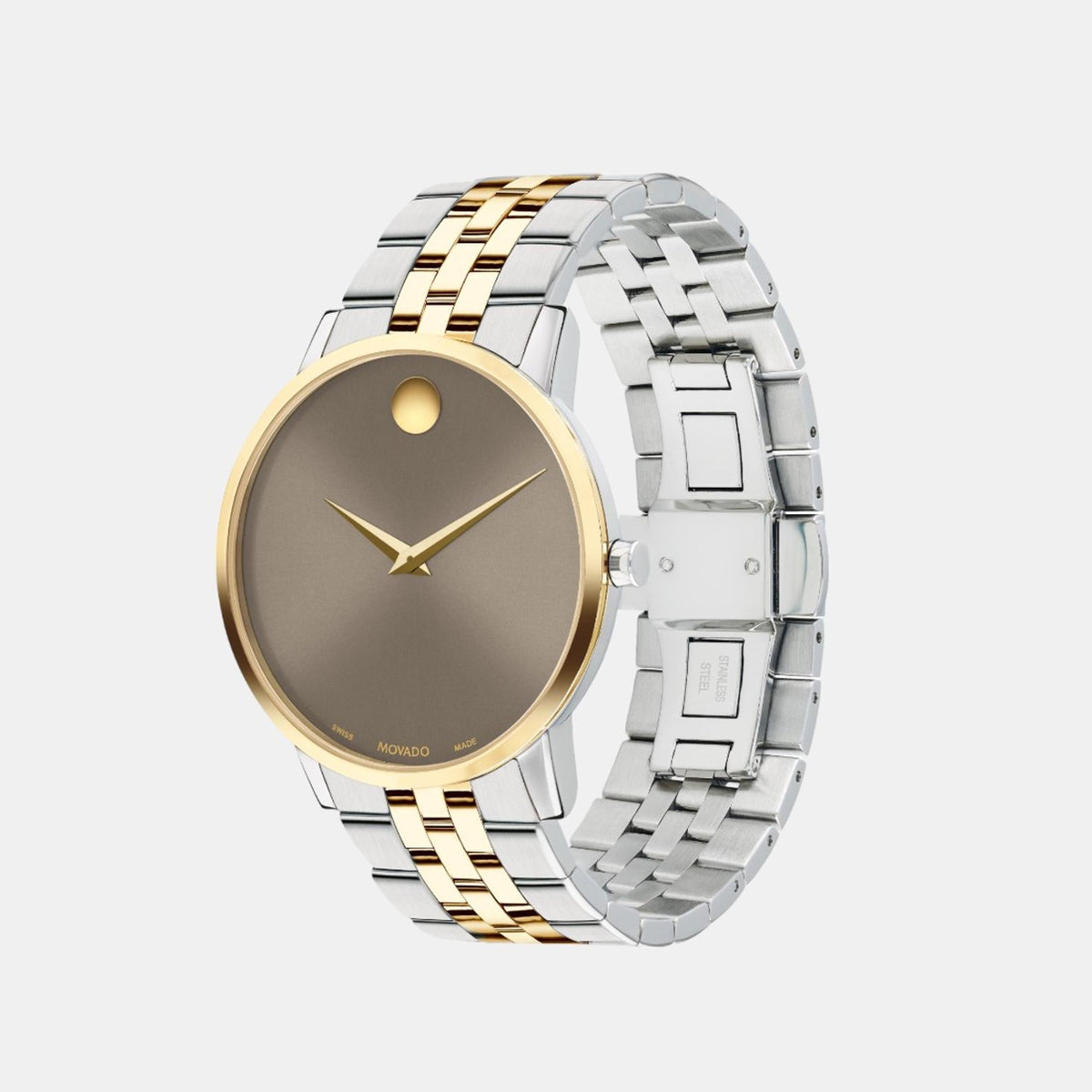 Movado Museum Classic Men Quartz Brown Dial Analog Stainless Steel Watch 607850
