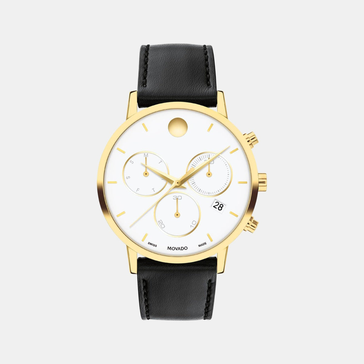 Movado Museum Classic Men Quartz White Dial Chronograph Stainless Steel Watch 607888